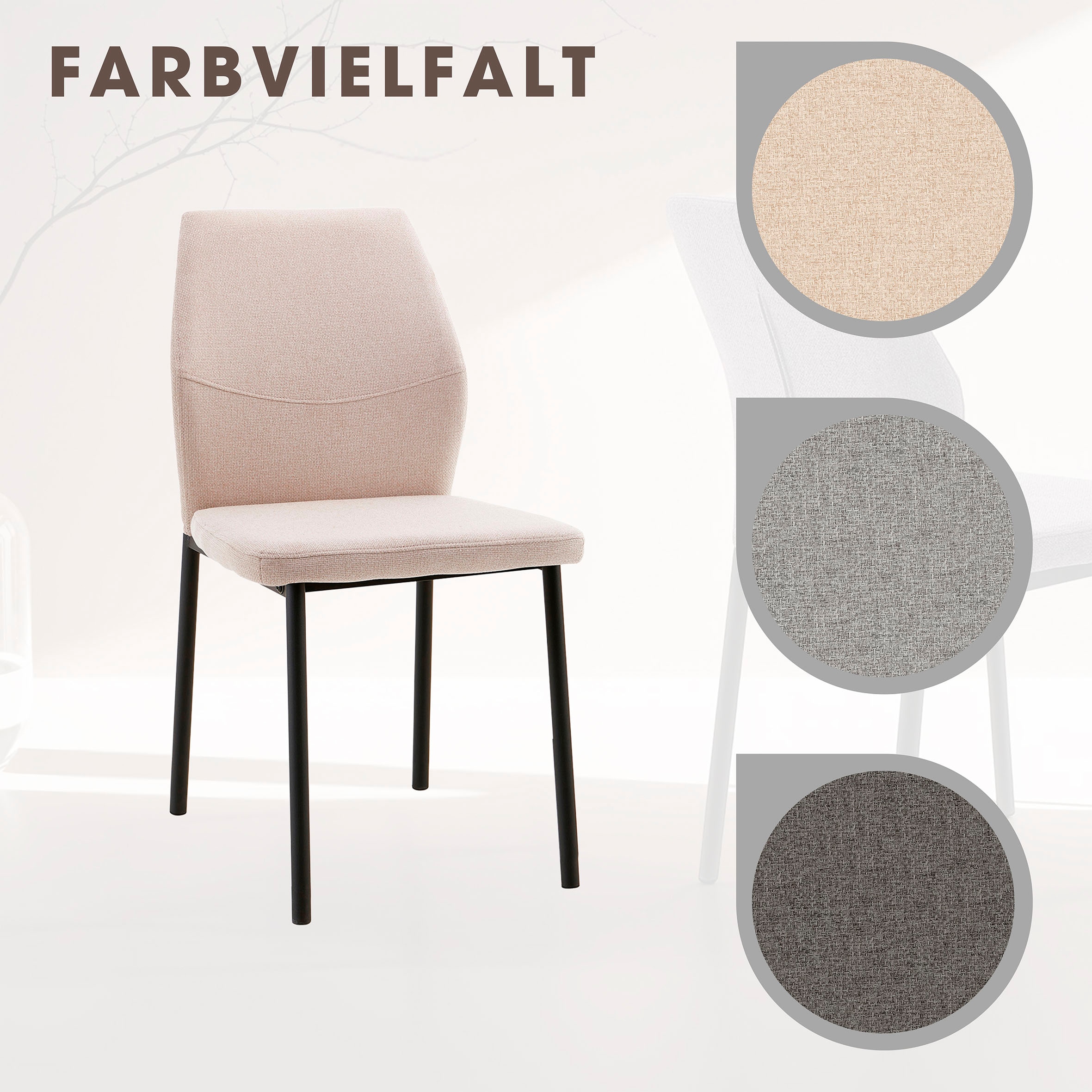 Home affaire Essgruppe »Genf Tischgruppe BESTSELLER,«, (Set, 5 tlg.), Küchentisch, 4 Stühle, moderne Tischplatte in eiche/schwarz