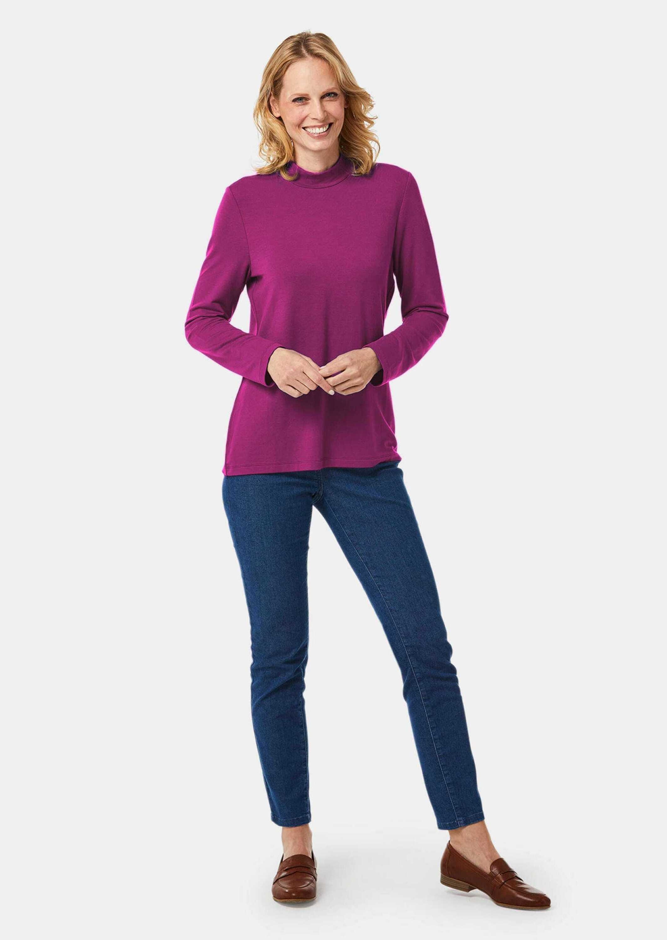 GOLDNER Longpullover »Kurzgröße Stehkragenshirt mit Langarm«