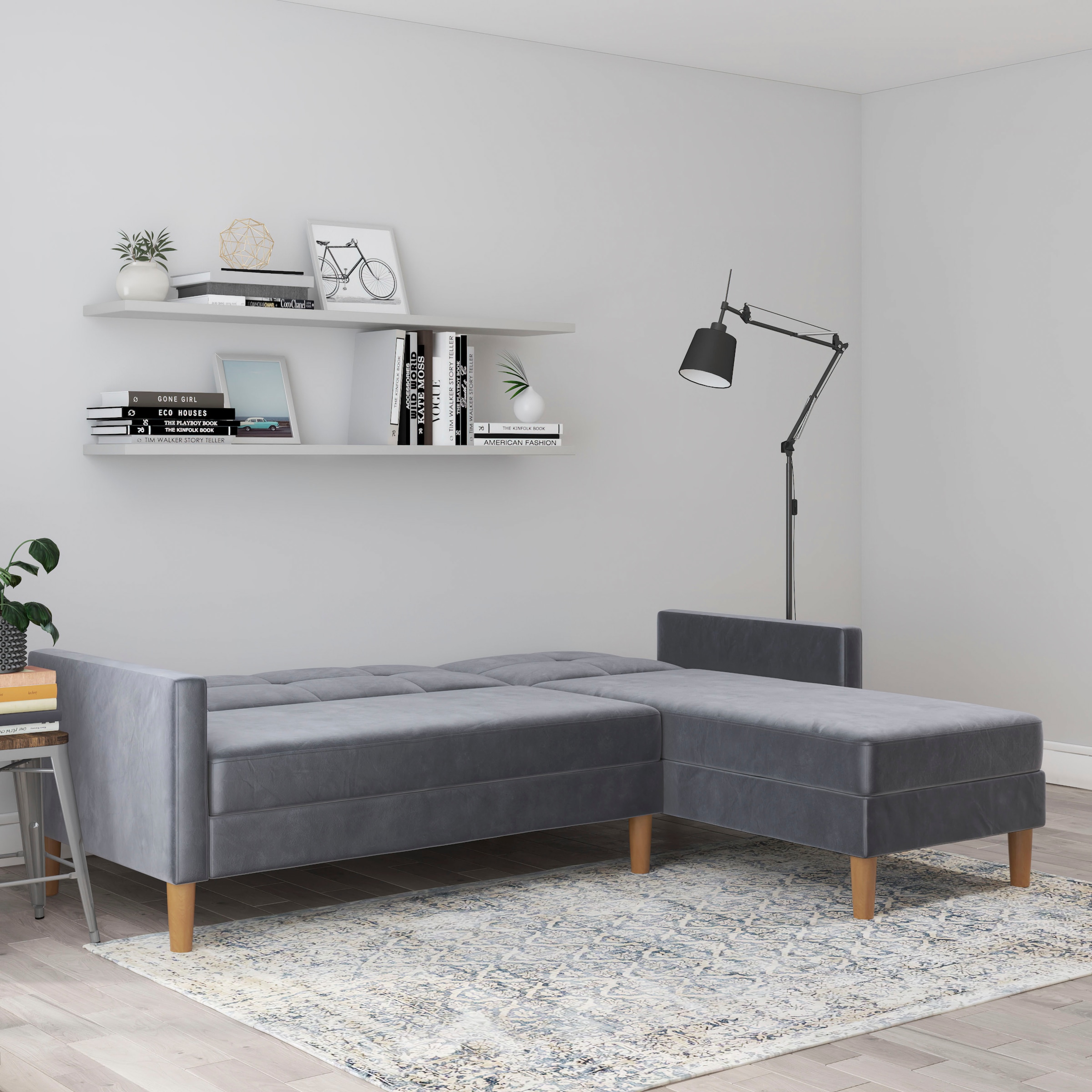 Dorel Home Ecksofa »Lilly, L-Form,«, mit Bett-Funktion, Recamiere beidseitig montierbar, Sitzhöhe 43 cm