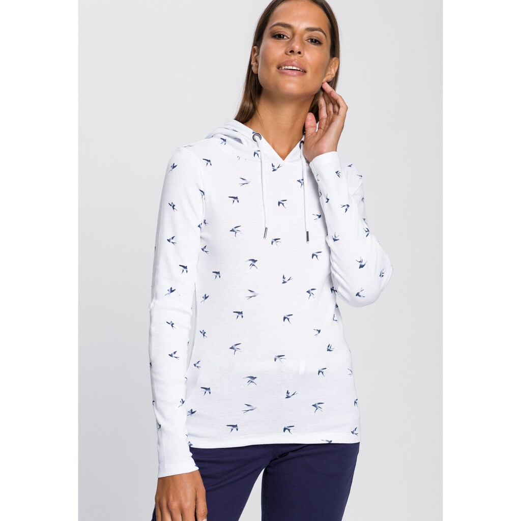 KangaROOS Langarmshirt, mit modischem minimalistischen Vögel-Allover-Druck - NEUE KOLLEKTION