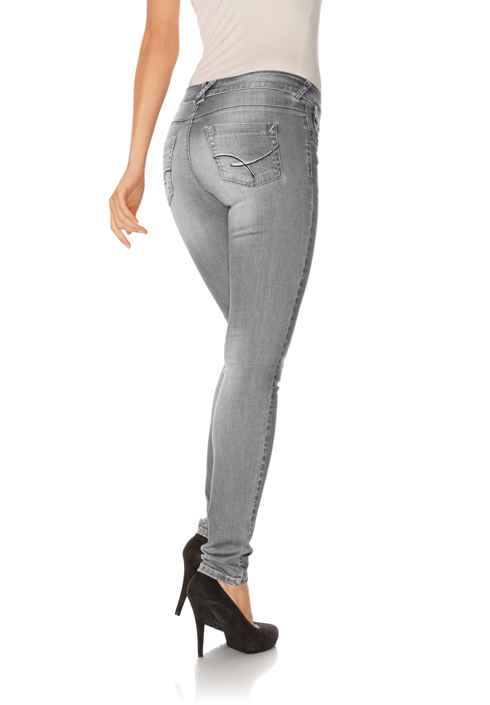 heine Skinny-fit-Jeans »Bauchweg-Jeans Röhrenjeans mit Bauchweg-Effekt« Individuelle Used-Effekte