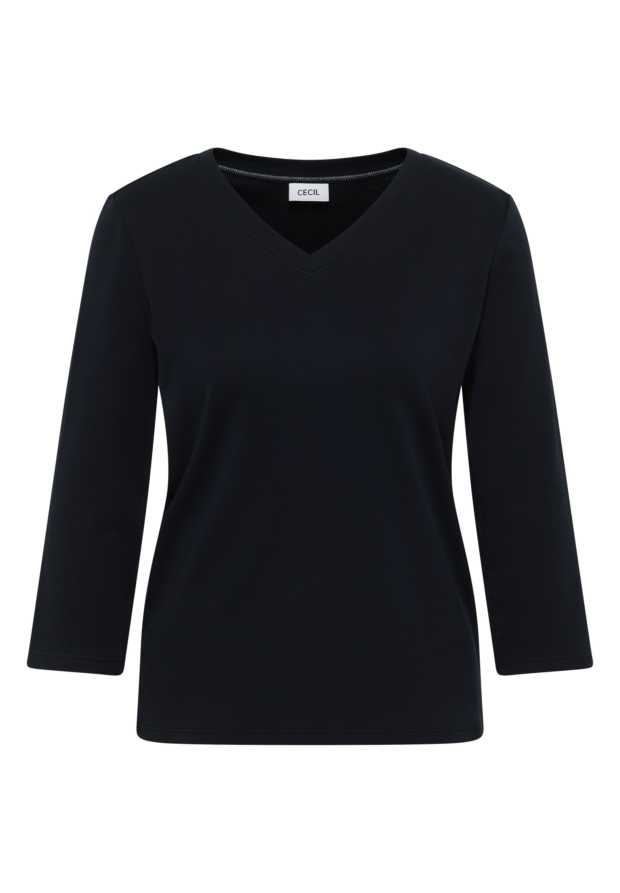 Cecil 3/4-Arm-Shirt, mit V-Ausschnitt, unifarben