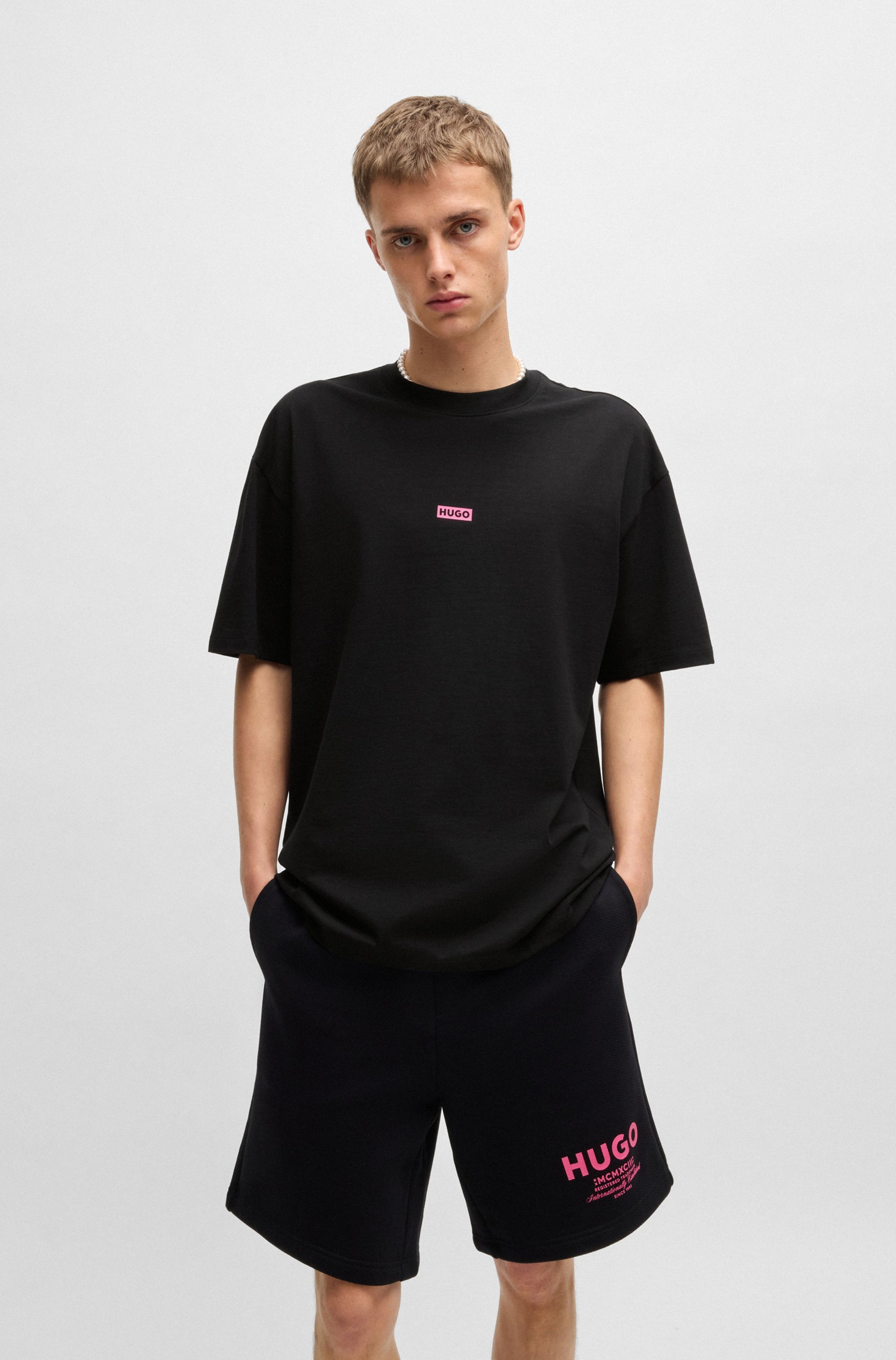HUGO Blue T-Shirt »Nalono«, mit Logodruck, Oversized Look mit Backprint