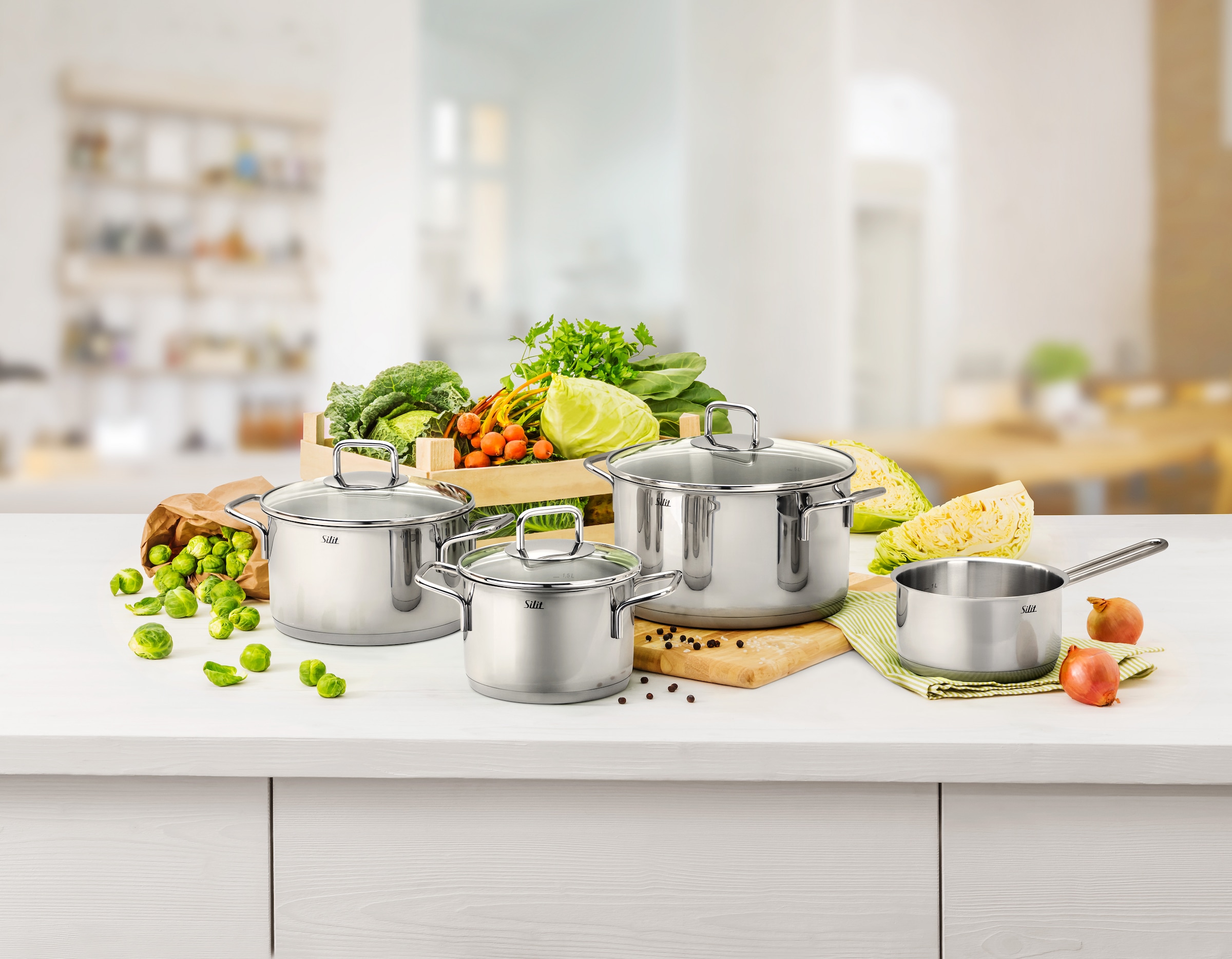 Silit Bratentopf »Extra Cook, mit Glasdeckel«, Edelstahl 18/10, (2 tlg.), SiliTherm Universalboden, induktionsgeeignet, spülmaschinengeeignet