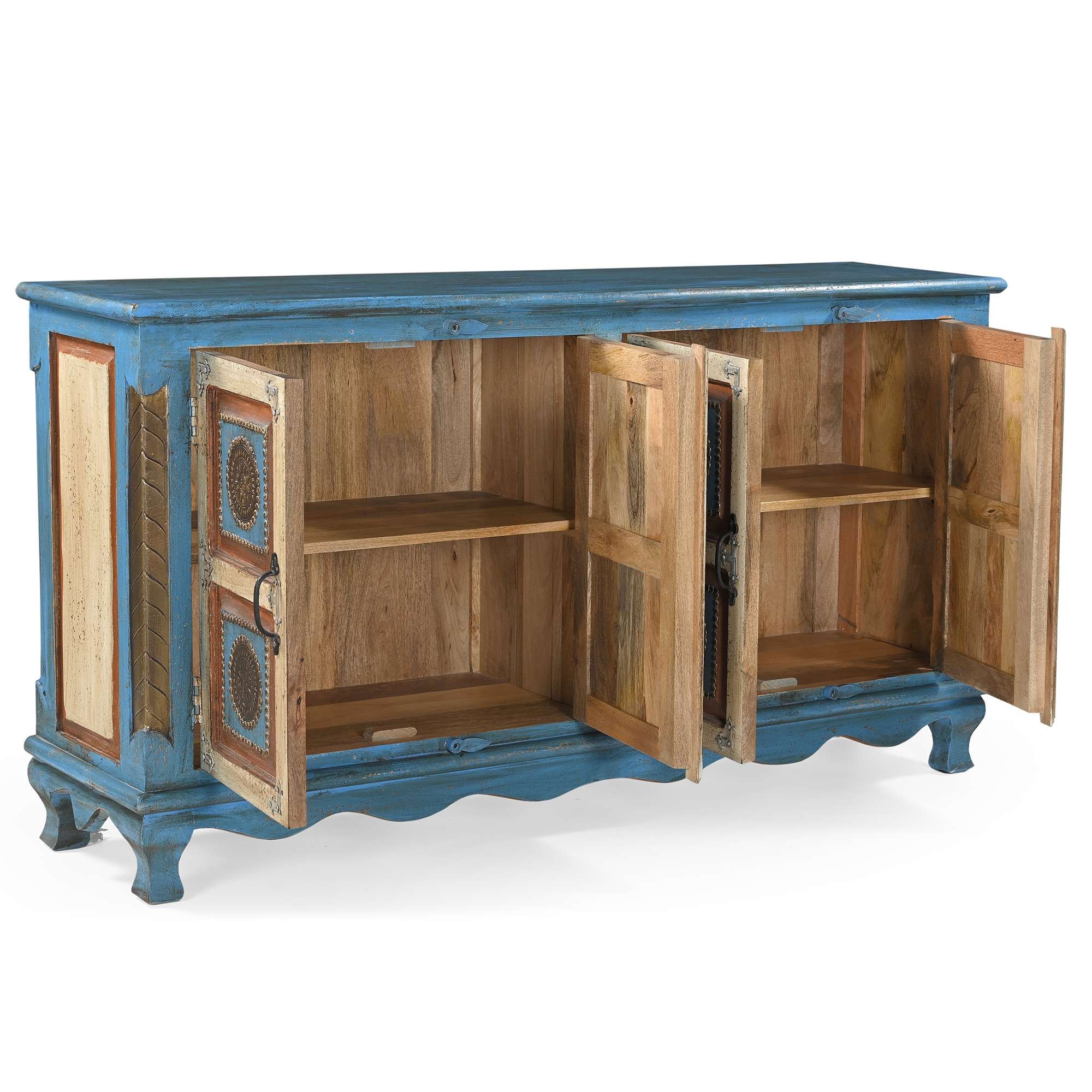 Home affaire Sideboard »Mahar« mit aufwendiger Schnitzerei, handgefertigt, Unika-Möbel, Breite 160 cm