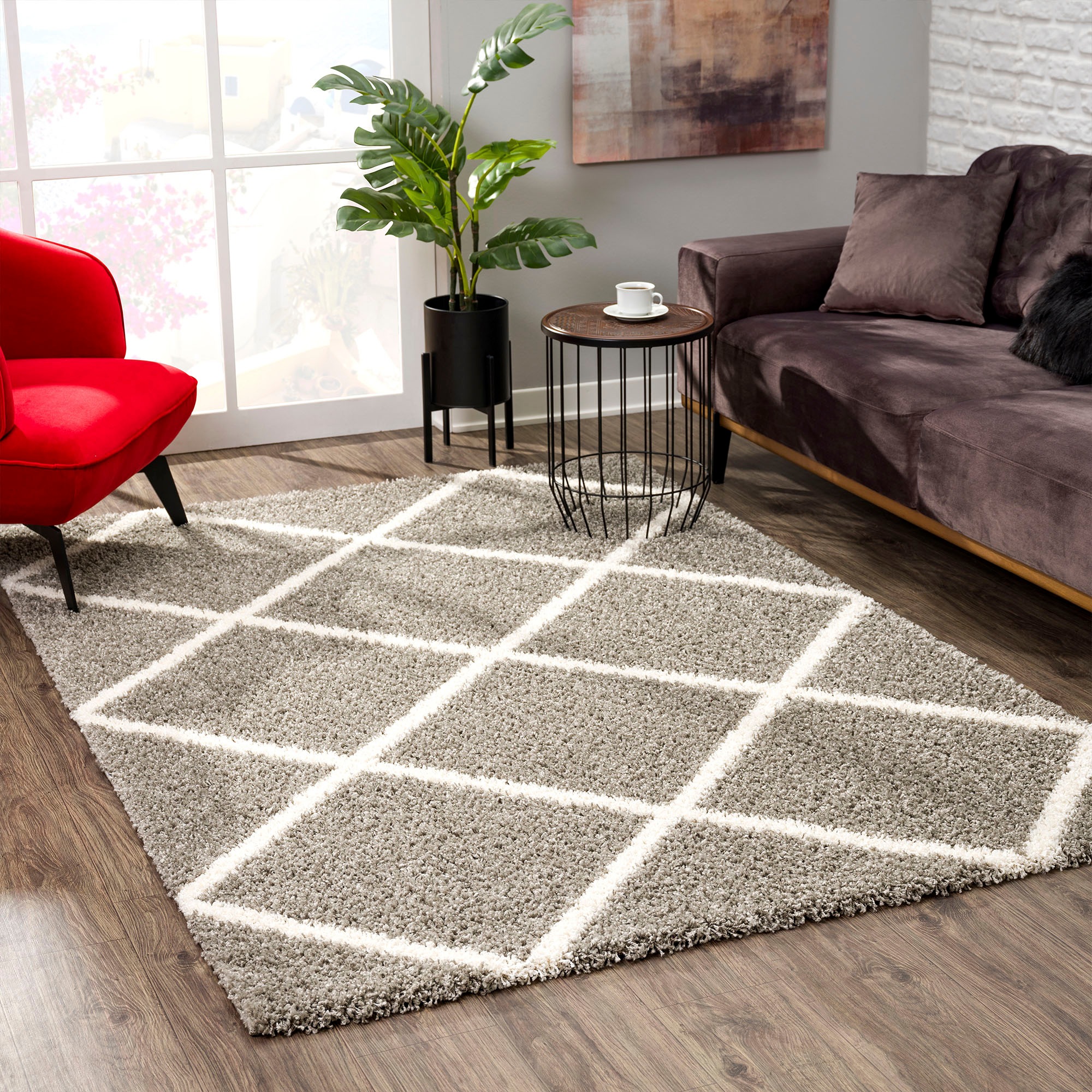 Sanat Hochflor-Teppich »Madrid«, rechteckig, 30 mm Höhe, Wohnzimmer, Langflor, Shaggy Teppich