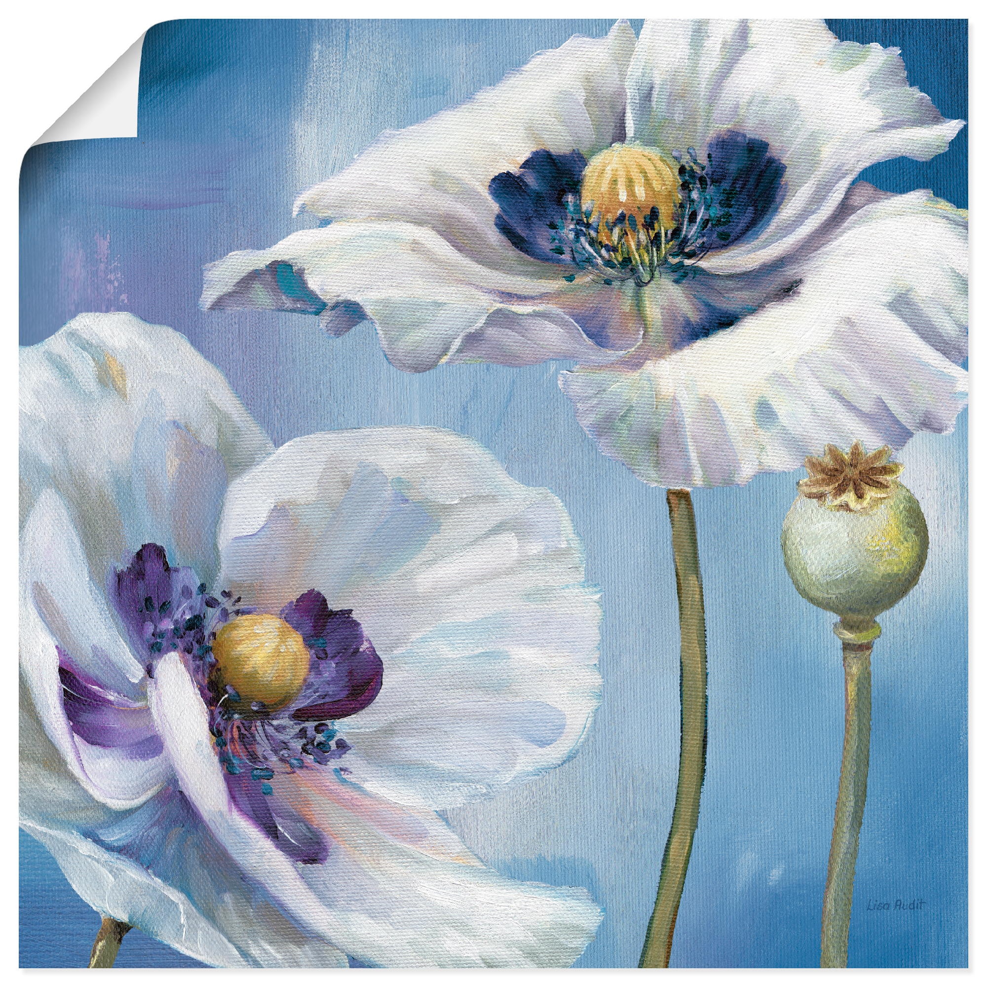 als OTTO Größen online Leinwandbild, Poster (1 bestellen Blumen, Wandbild II«, Artland verschied. St.), Tanz »Blauer bei in