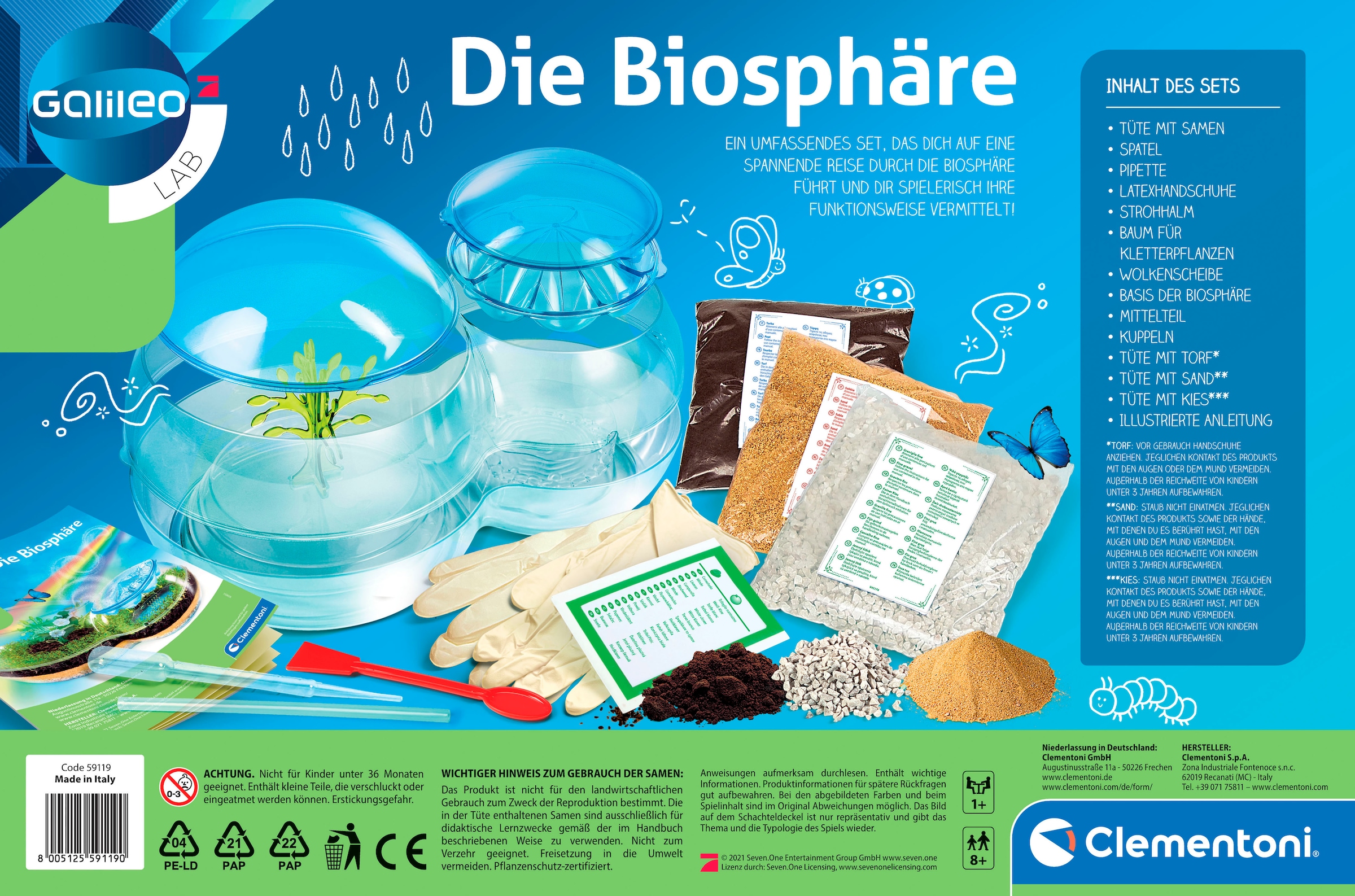 Clementoni® Experimentierkasten »Galileo, Die Biosphäre« Made in Europe