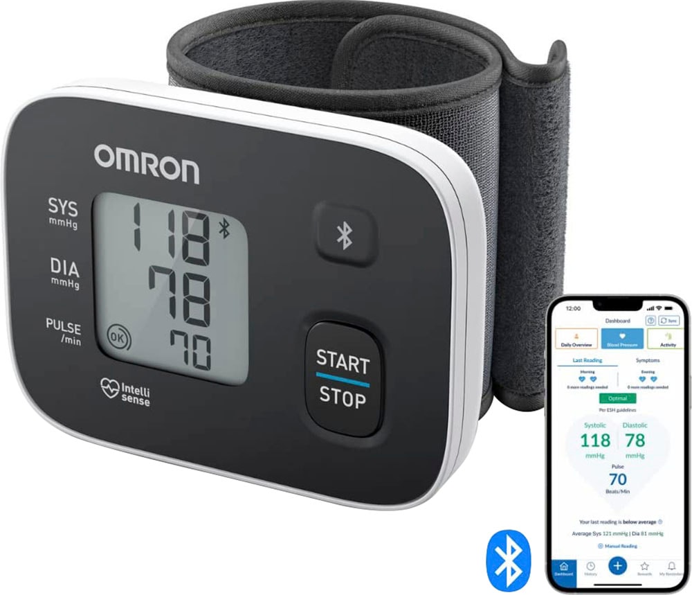 Omron Handgelenk-Blutdruckmessgerät »RS3 Intelli IT digitales Handgelenk-Blutdruckmessgerät«, klinisch validiert, mit kostenloser Smartphone App OMRON connect