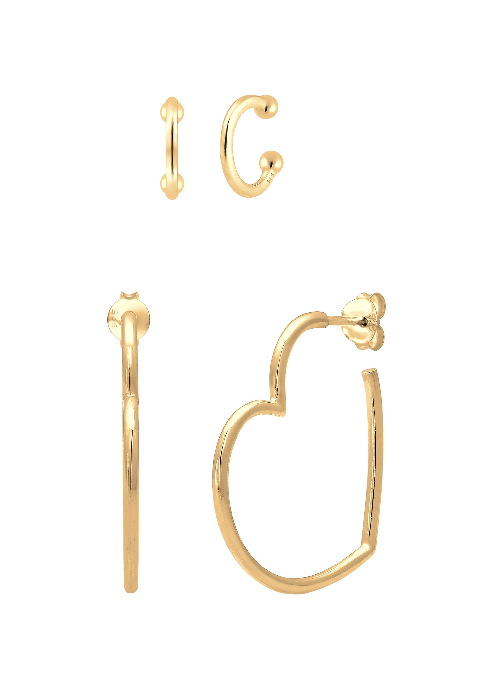Elli Ohrstecker-Set »Ohrringe Creolen Earcuff Herz Liebe (2 tlg) 925 Silber«