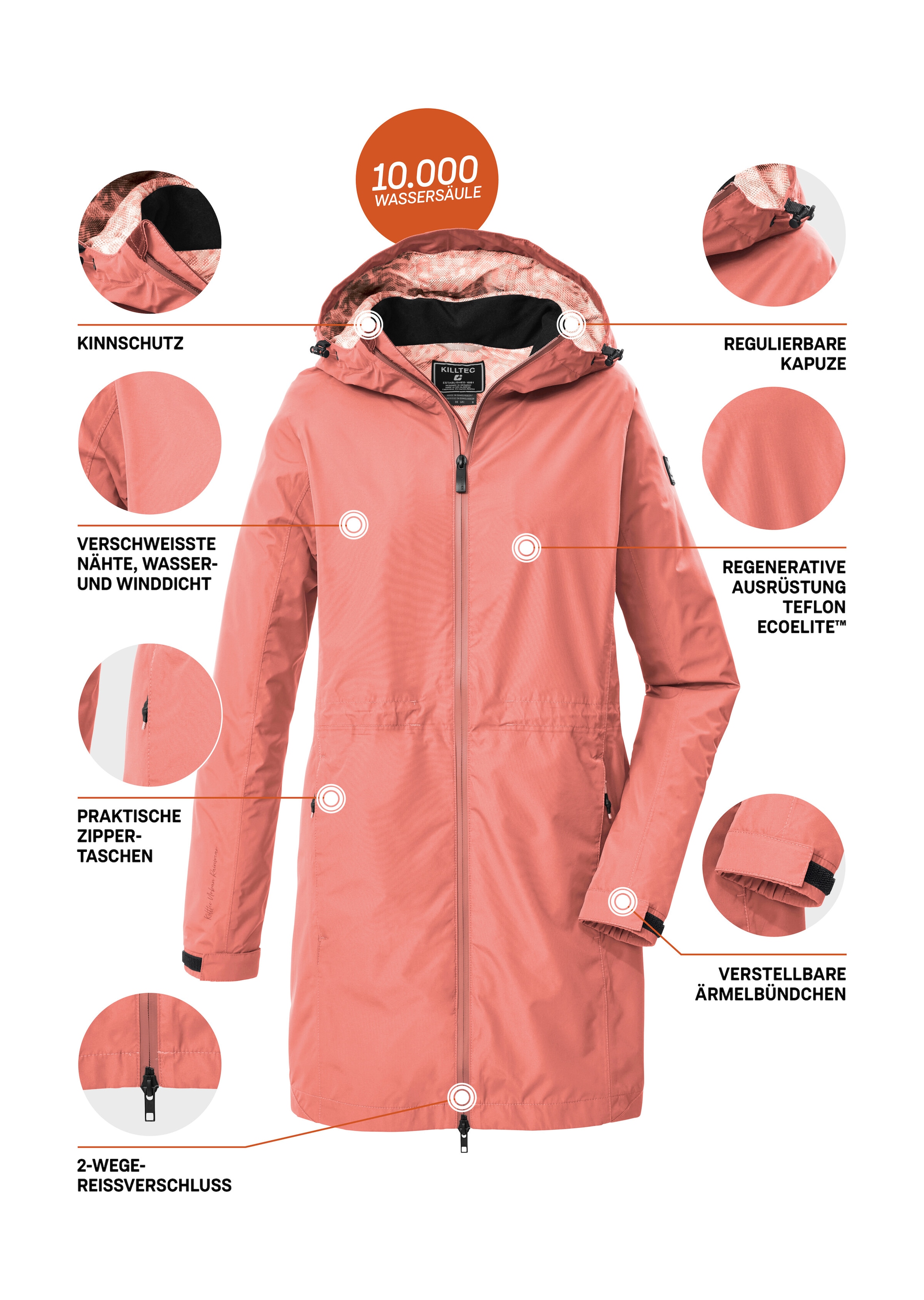 Killtec Parka »KOS 35 WMN PRK« Wasser- und winddichter Damenparka, atmungsaktiv, verstellbar
