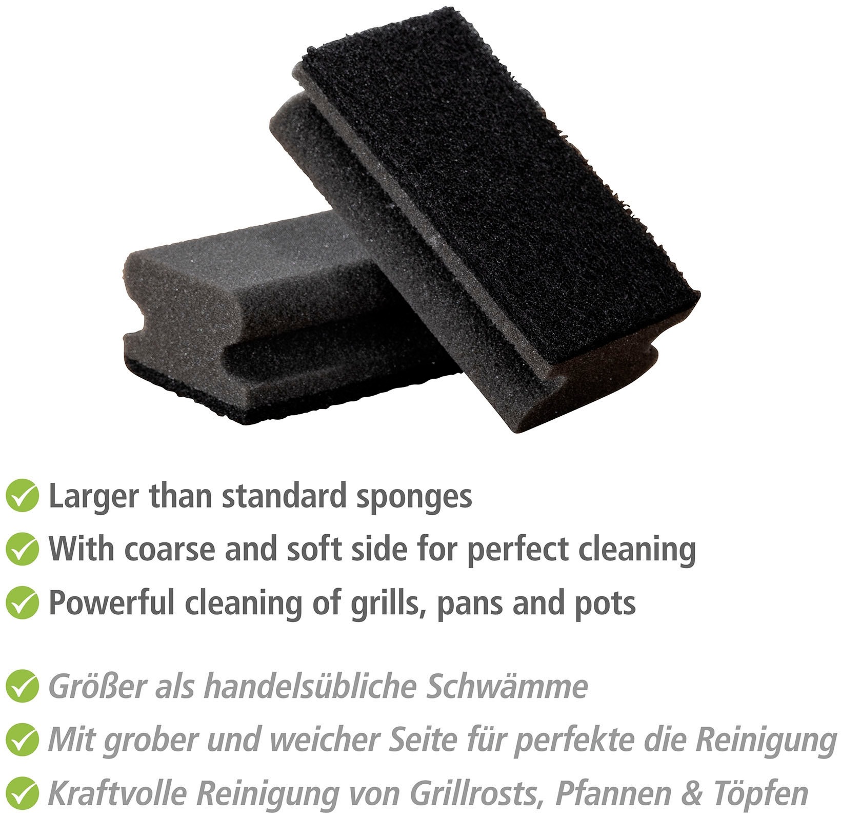 WENKO Reinigungsschwamm »Modell Ben, 8er Set«, (Set, 8 St.), 2-Phasen Schwamm, grobe & weiche Seite, mit extra großer Oberfläche