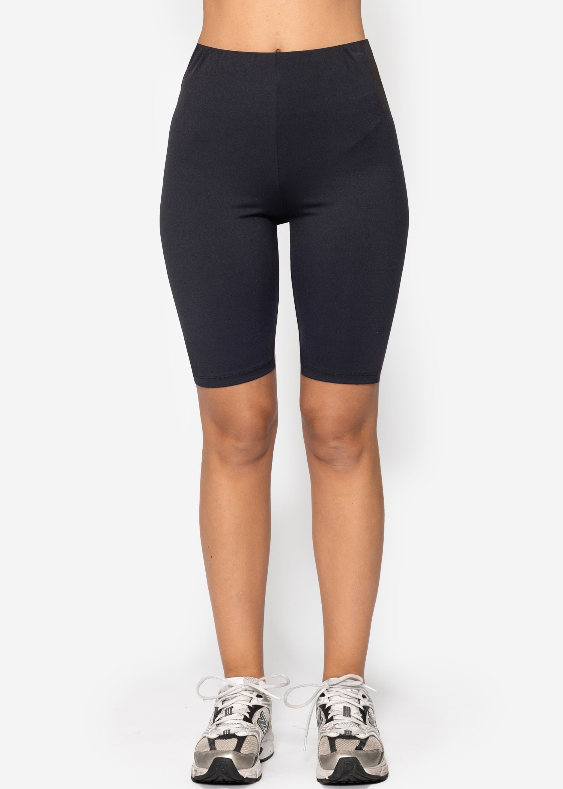 SASSYCLASSY Radlerhose »Sport Radler Hose«  Atmungsaktive Shorts Elastische Sportshorts Leo Print Schwarz
