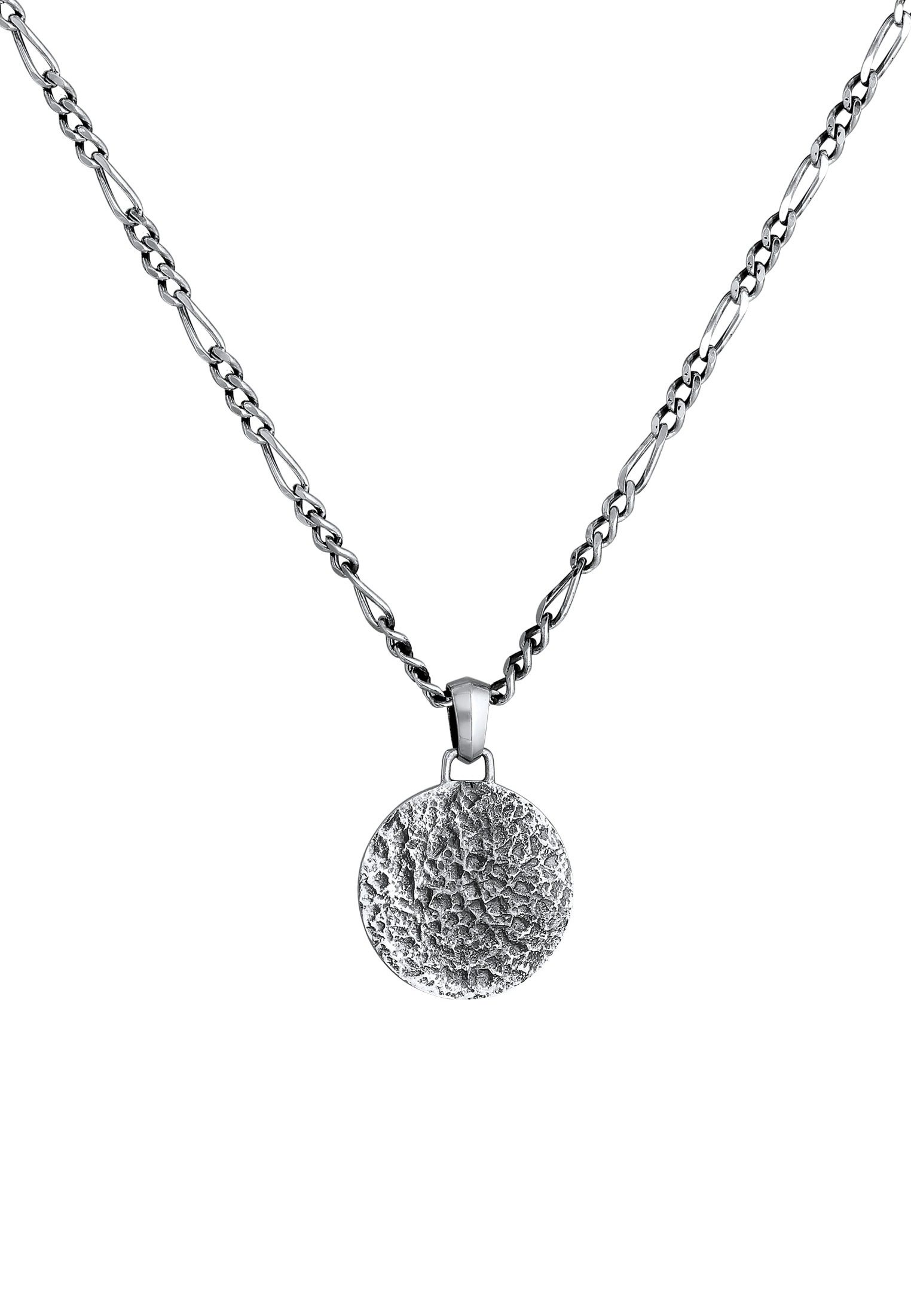 Kuzzoi Lange Kette »Halskette Herren Coin Münze Strukturiert 925er Silber«
