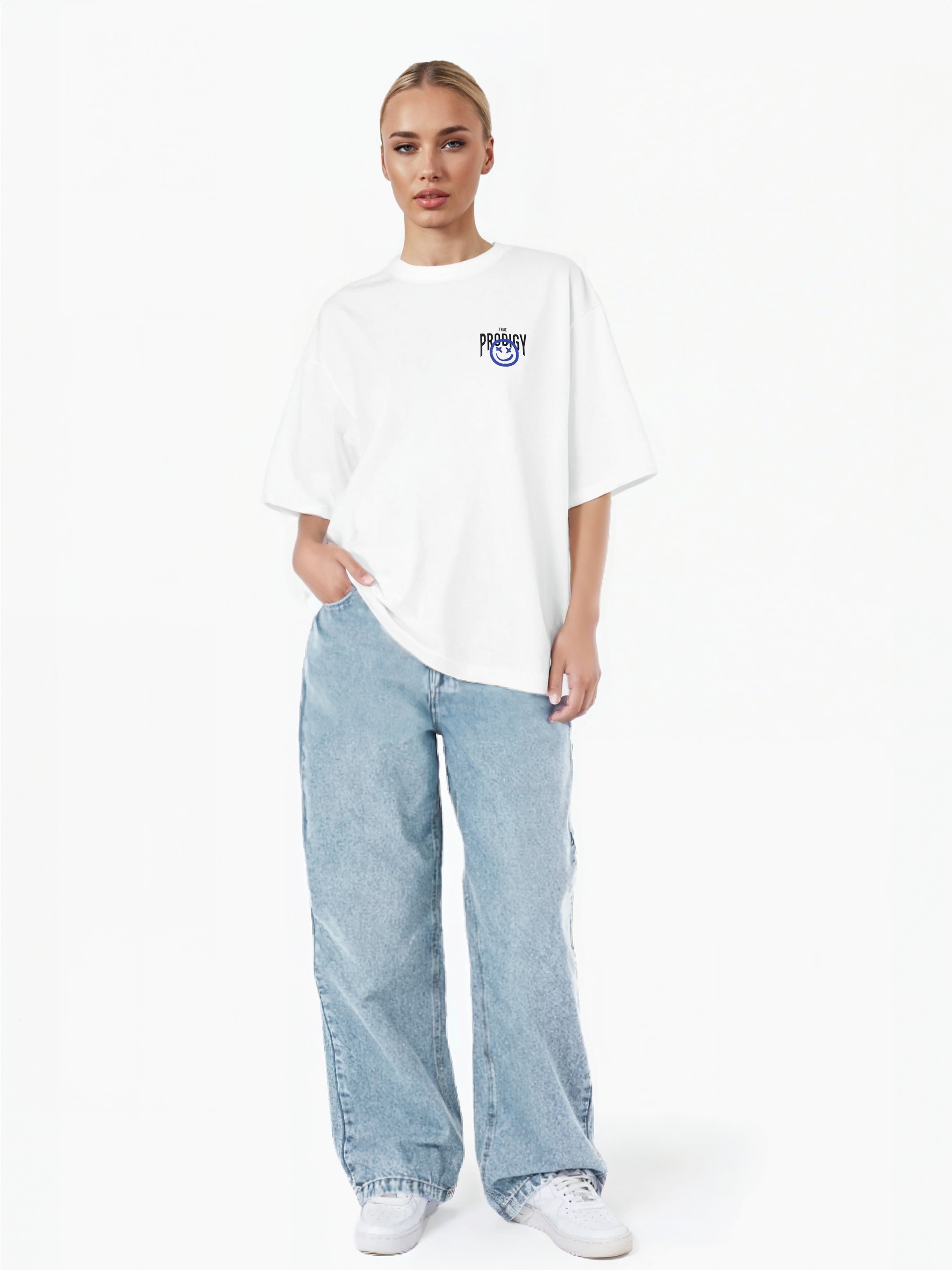 trueprodigy Oversize-Shirt »Hajin F Logo Print Oversized Rundhals«