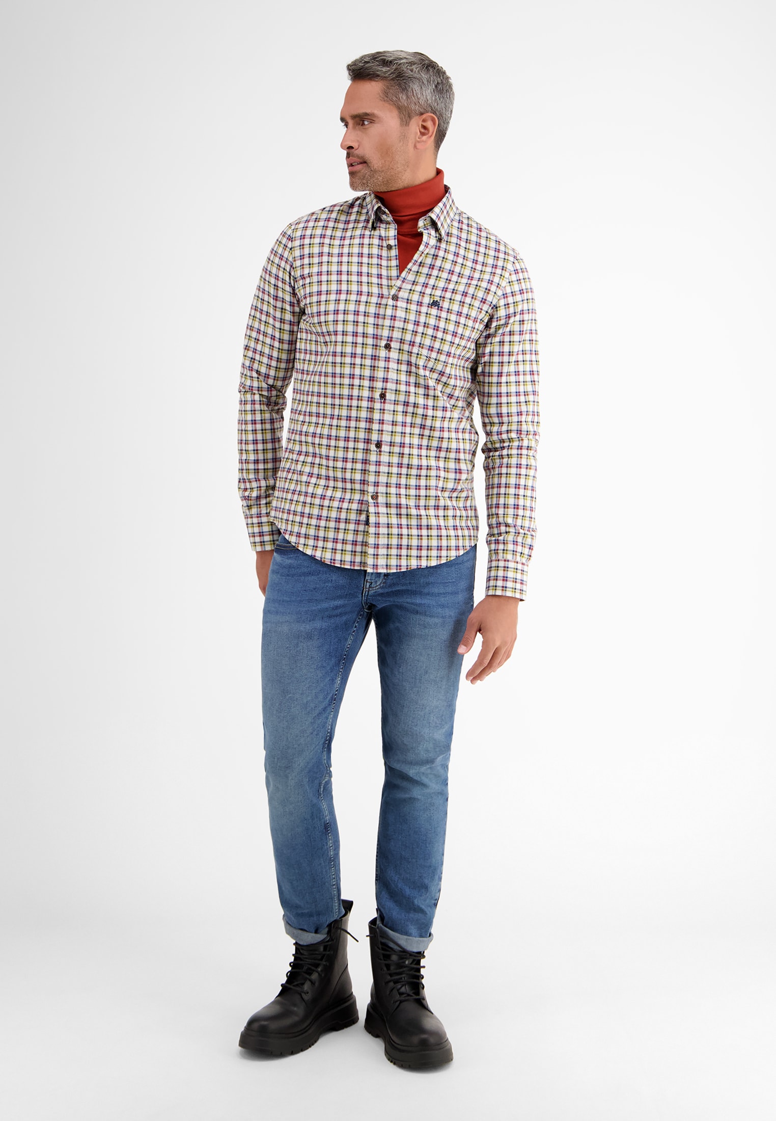 LERROS Langarmhemd »LERROS Langarmhemd mit Herringbone-Karo«
