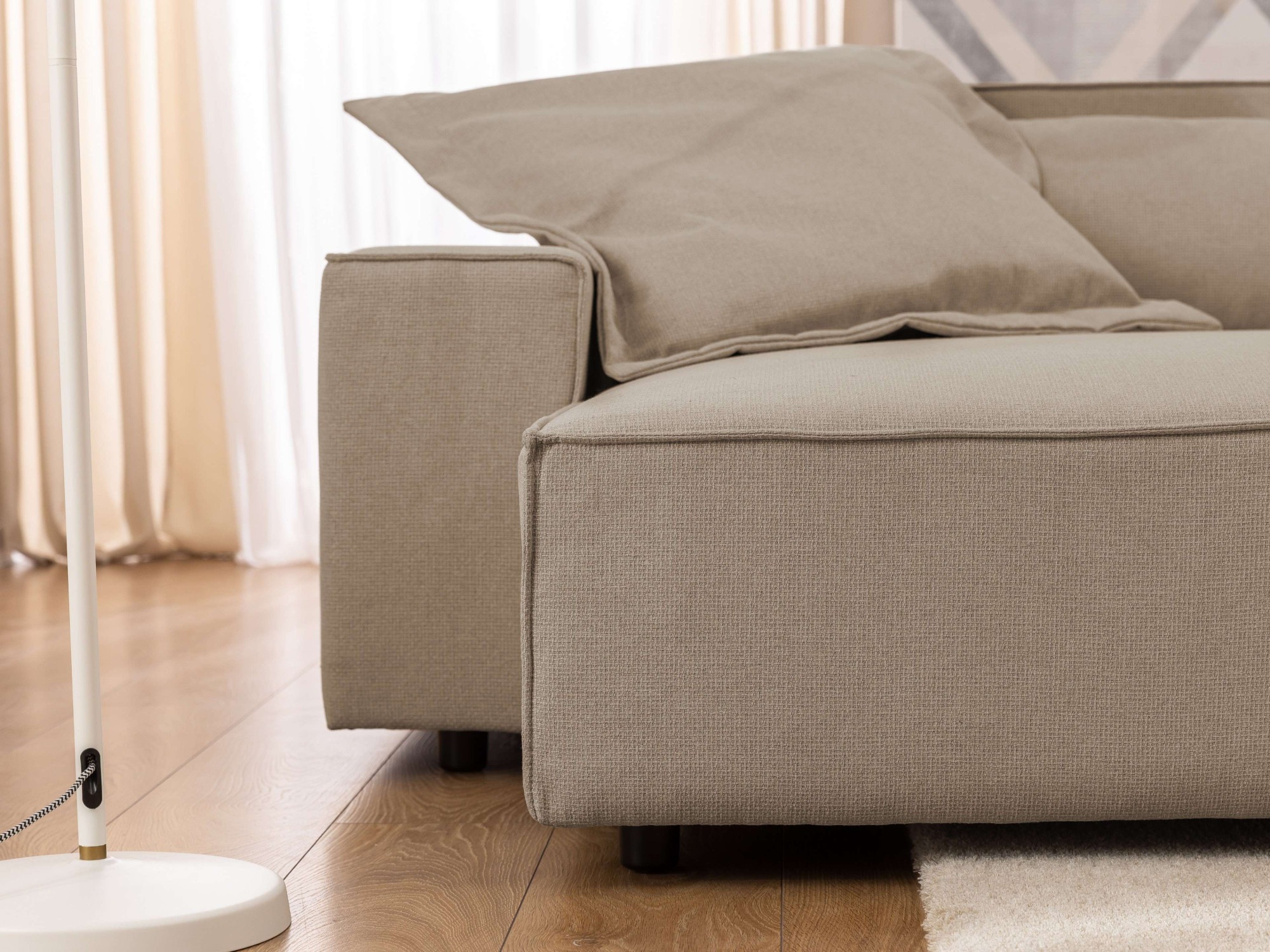 OTTO home Ecksofa »KINLEE Design-Sofa mit Recamiere rechts/links, Maße B/T/H 251/144/70cm« L-Form mit Wellenunterfederung, ohne Bettfunktion, modern und beguem