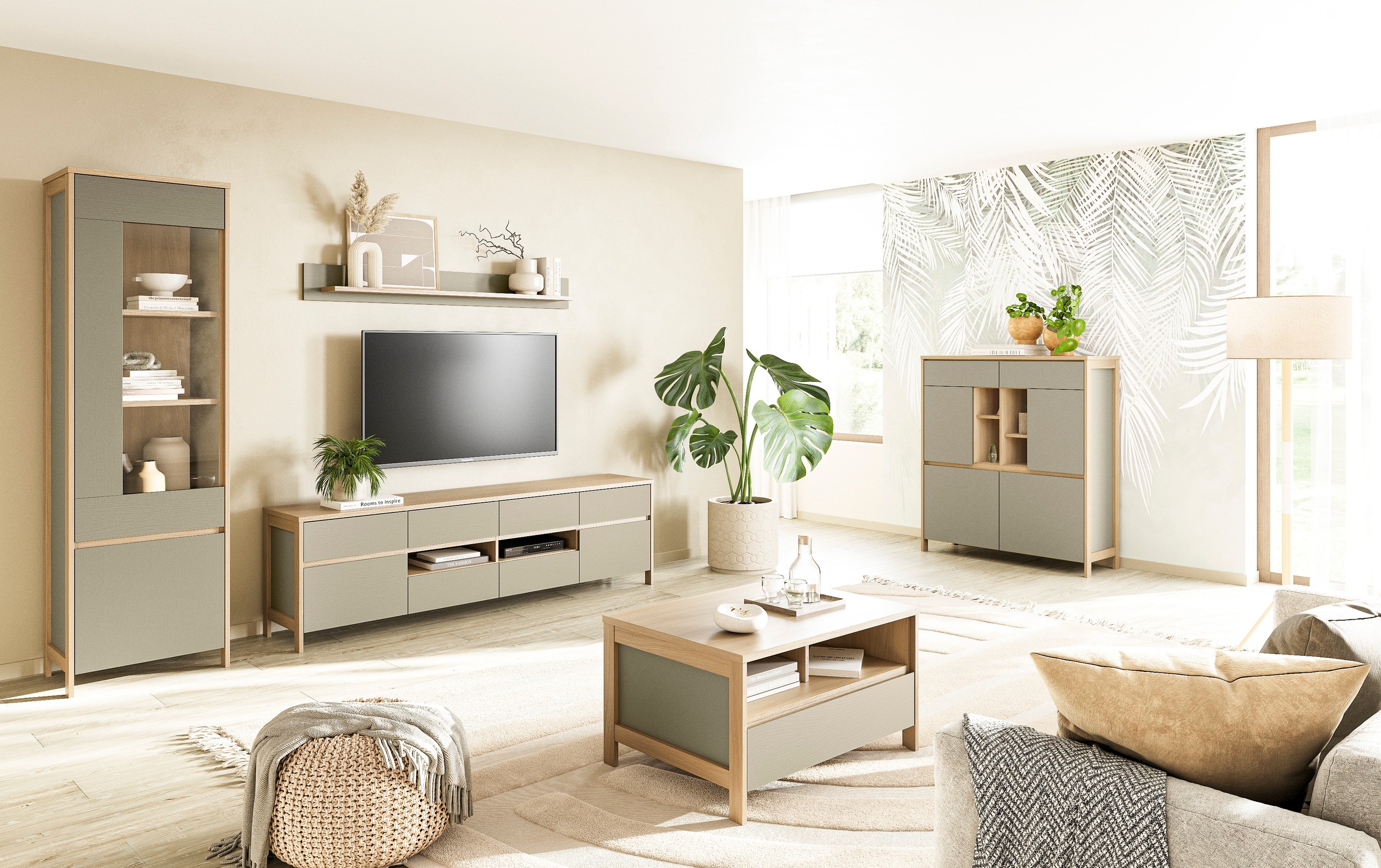 Home affaire Highboard »Stranda, moderner Schrank, Stauraumelement im Scandic-Style«, elegante Rahmenoptik, ausreichend Stauraum, vielseitig einsetzbar
