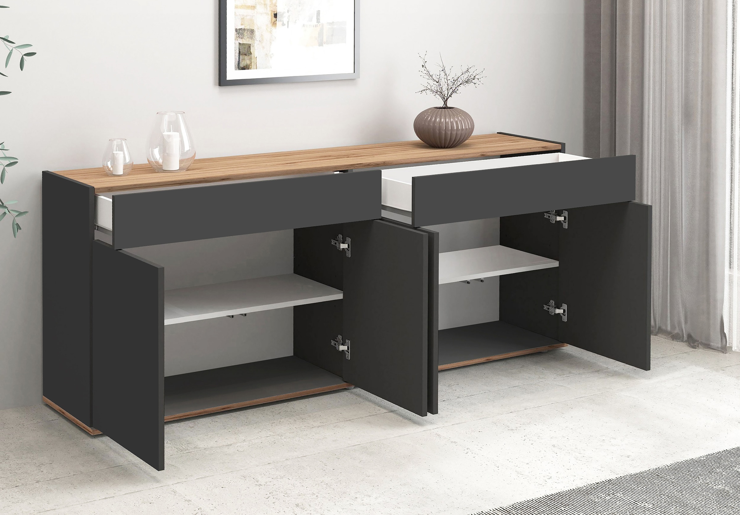INOSIGN Sideboard »Garda, Kommode, Schrank, Kredenz«, 4 Türen, 2 Schubladen, grifflos Breite 160,1 cm