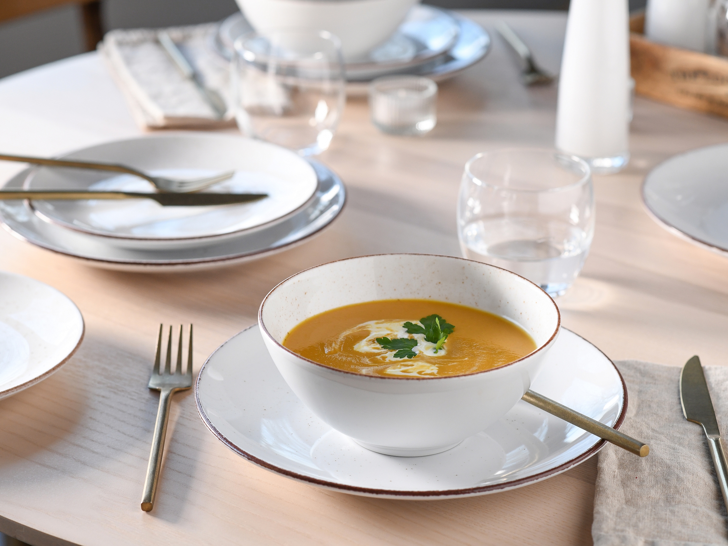 CreaTable Teller-Set »Vintage, Tellerset 12-tlg.« Naturverbundenes Design, Handgemalt