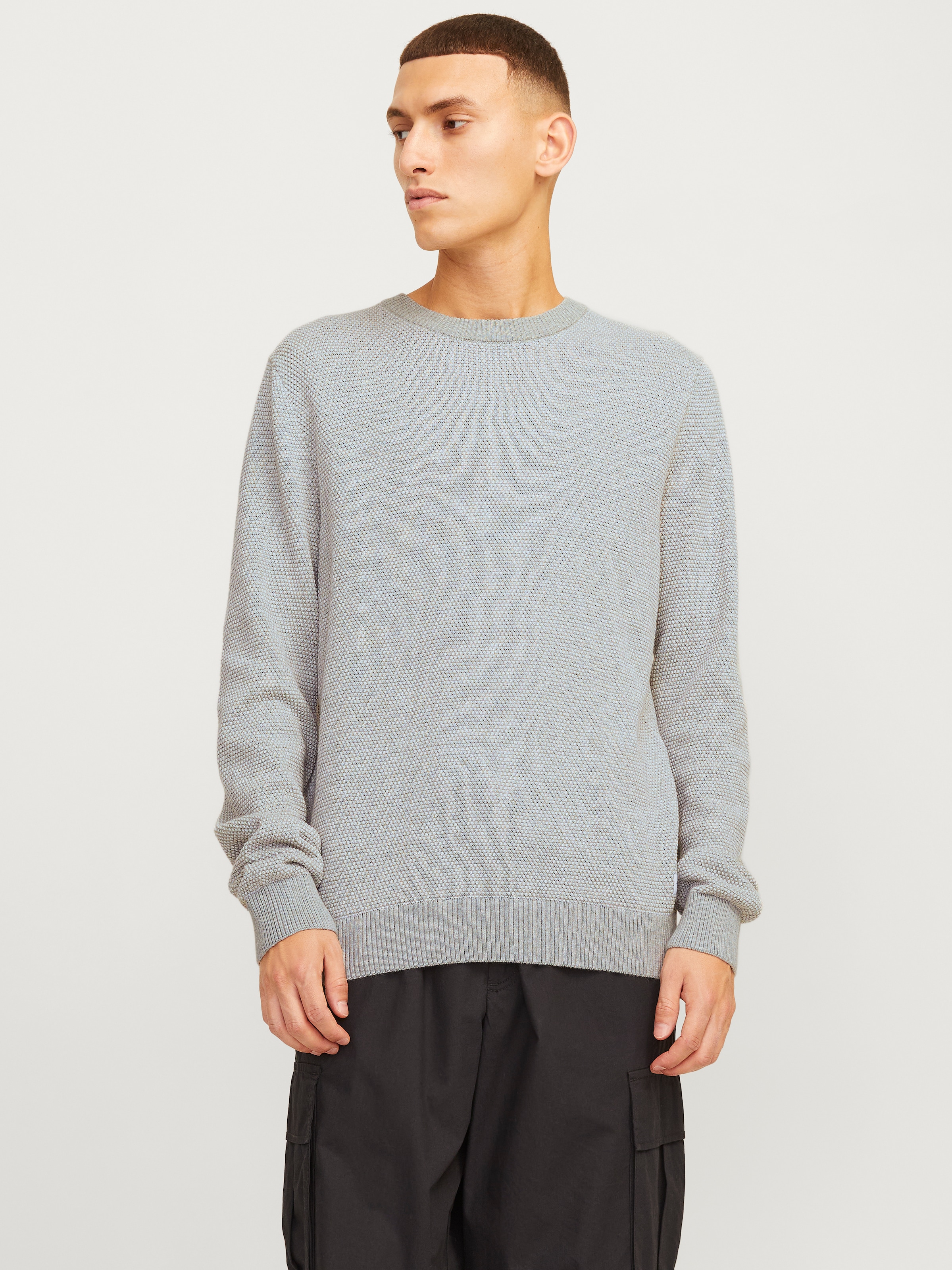 Jack & Jones Rundhalspullover »JJEGLOBE KNIT CREW NECK NOOS« in Strick Optik