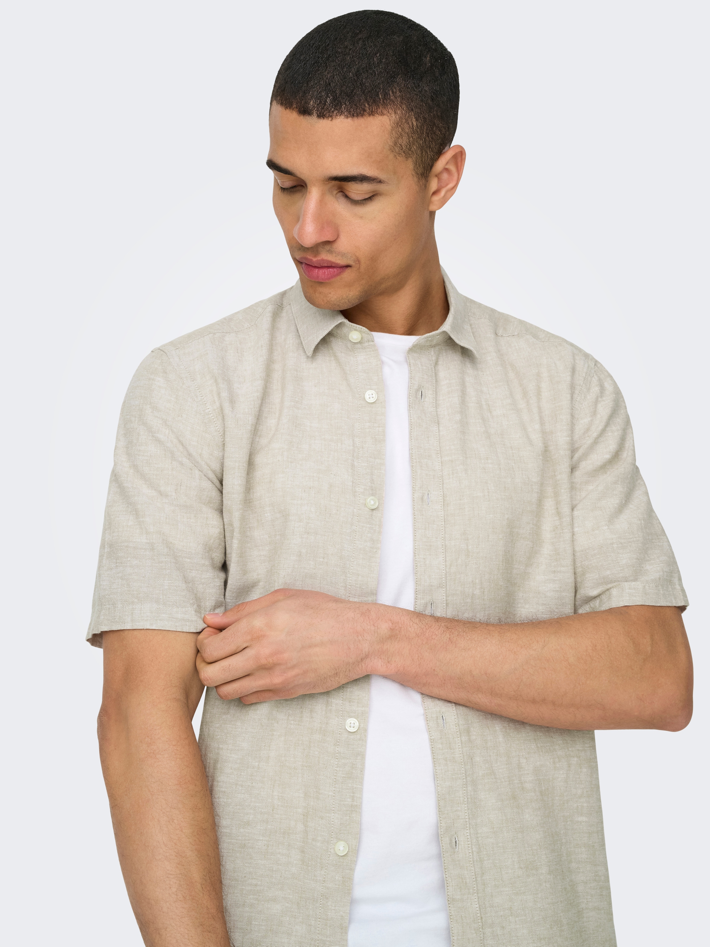 ONLY & SONS Kurzarmhemd »ONSCAIDEN SS SOLID LINEN SHIRT NOOS«