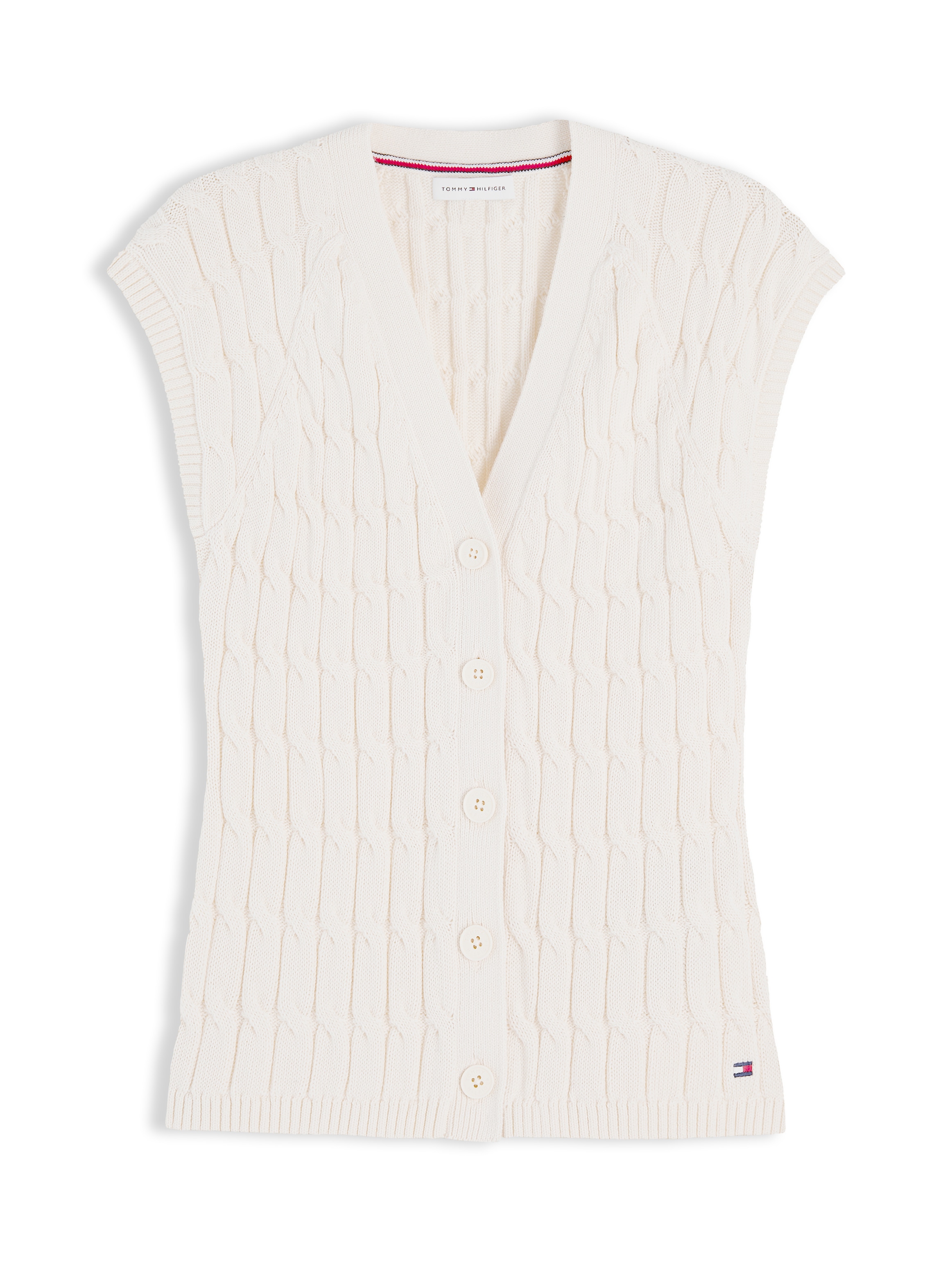 Tommy Hilfiger Strickweste »MID GG CABLE VEST CARDI« Baumwolle, mit Zopfstrickmuster