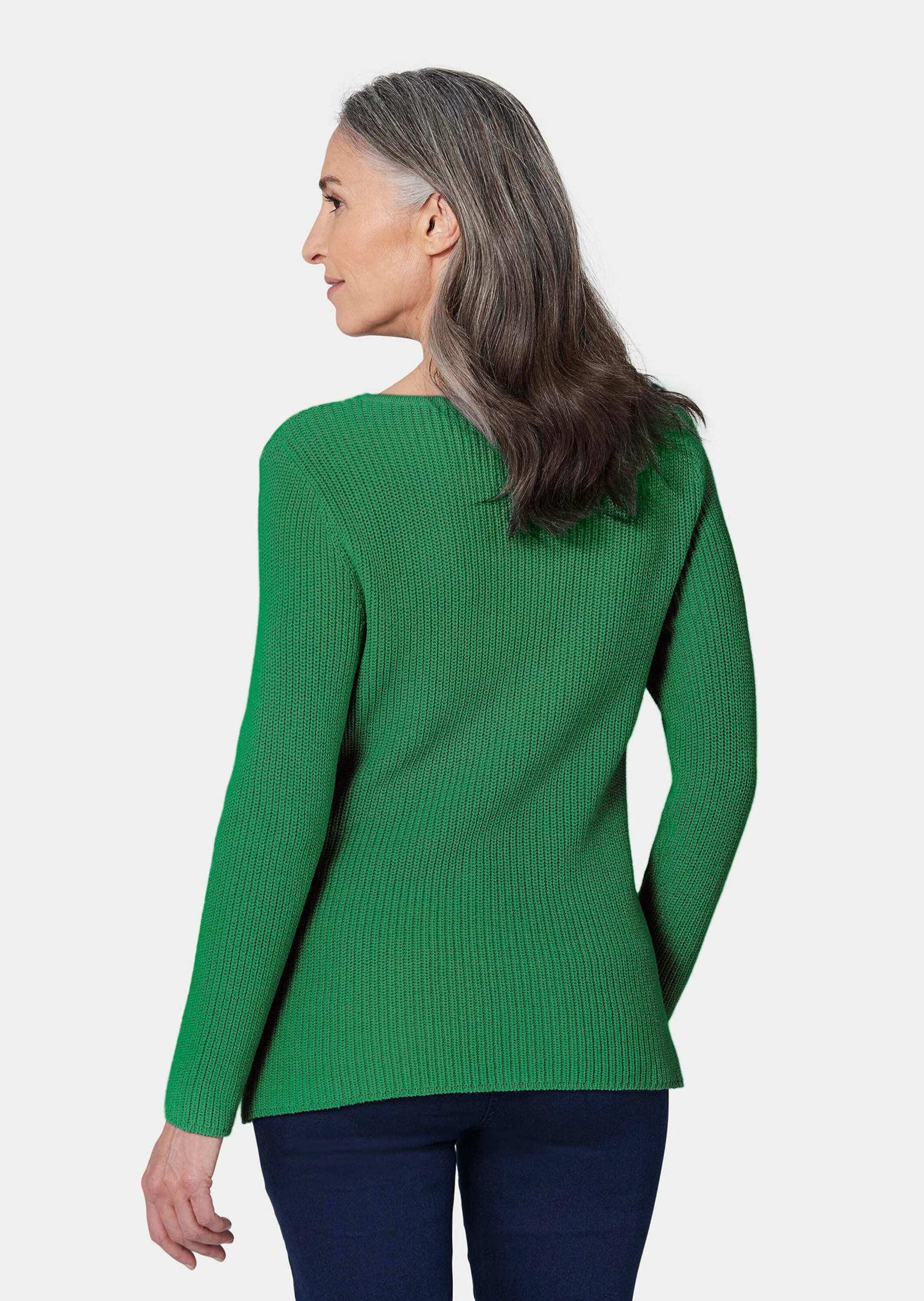 GOLDNER Strickpullover »Kurzgröße Baumwollpullover mit Patentgrobstrick« Ohne