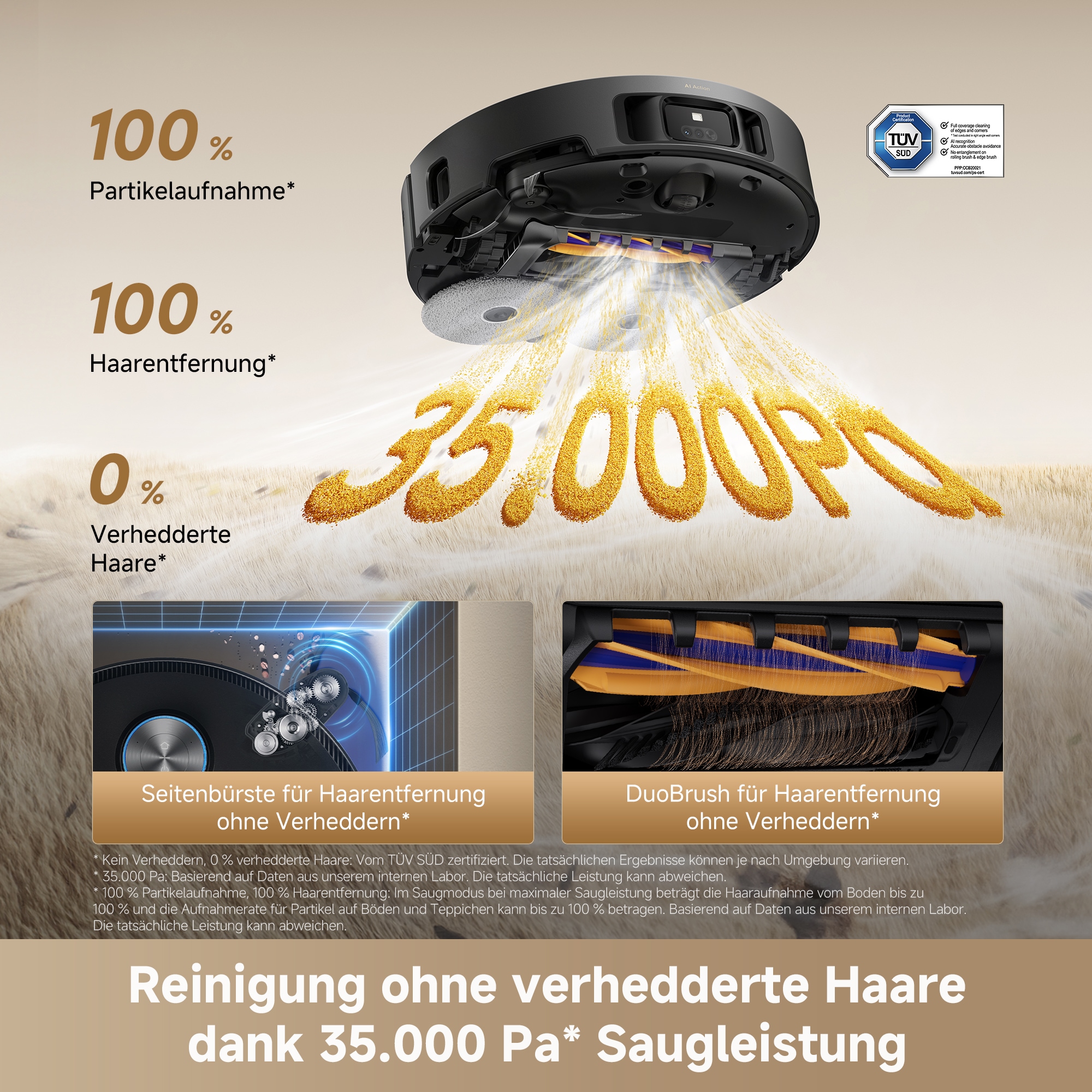 Dreame Saugroboter »L60 Ultra« 35.000 Pa, Anti-Haarverhedderung, Kanten- und Eckenreinigung