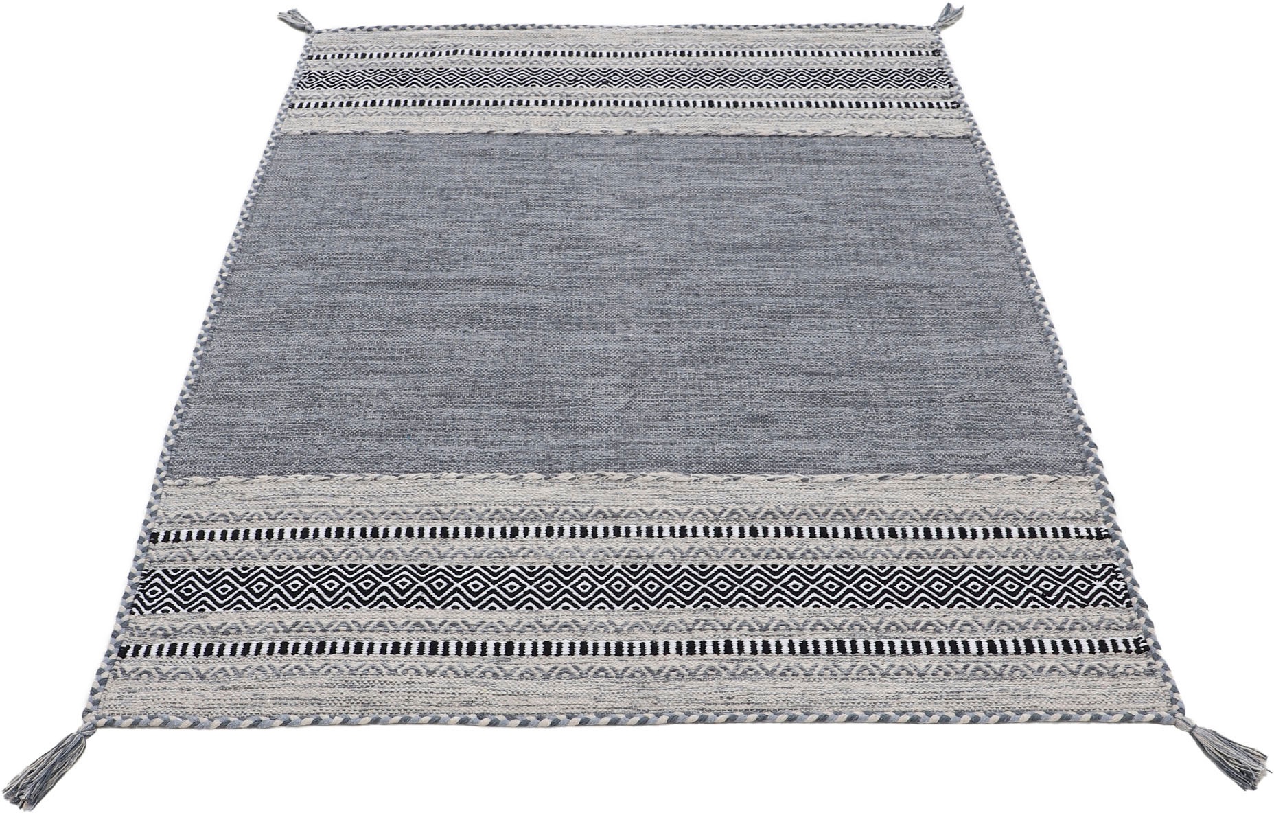 carpetfine Teppich »Kelim Azizi«, rechteckig, 5 mm Höhe, Baumwolle, Wendeteppich mit Fransen, Wohnzimmer