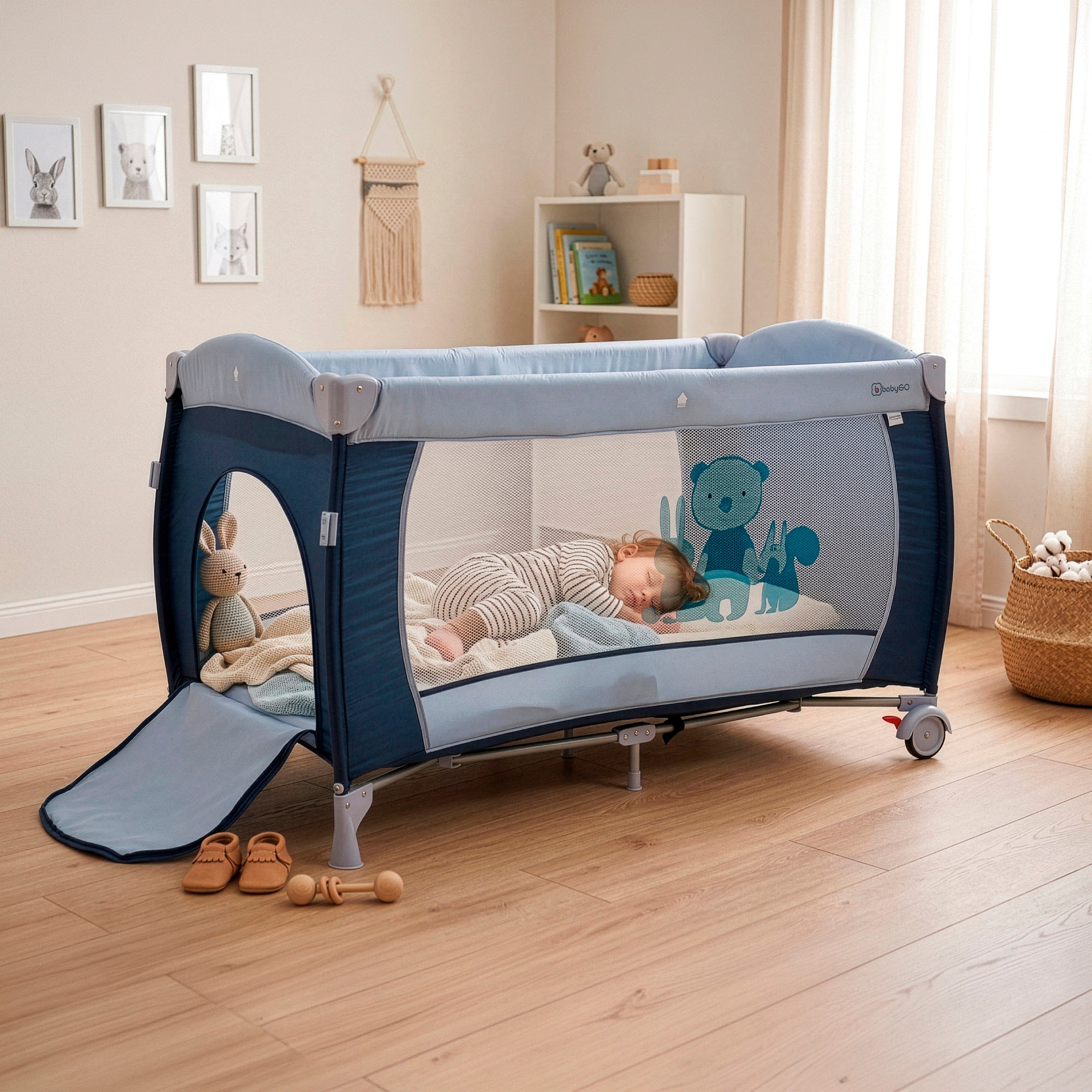 BabyGo Baby-Reisebett »Sleeper Deluxe, black« mit Musik-Mobile
