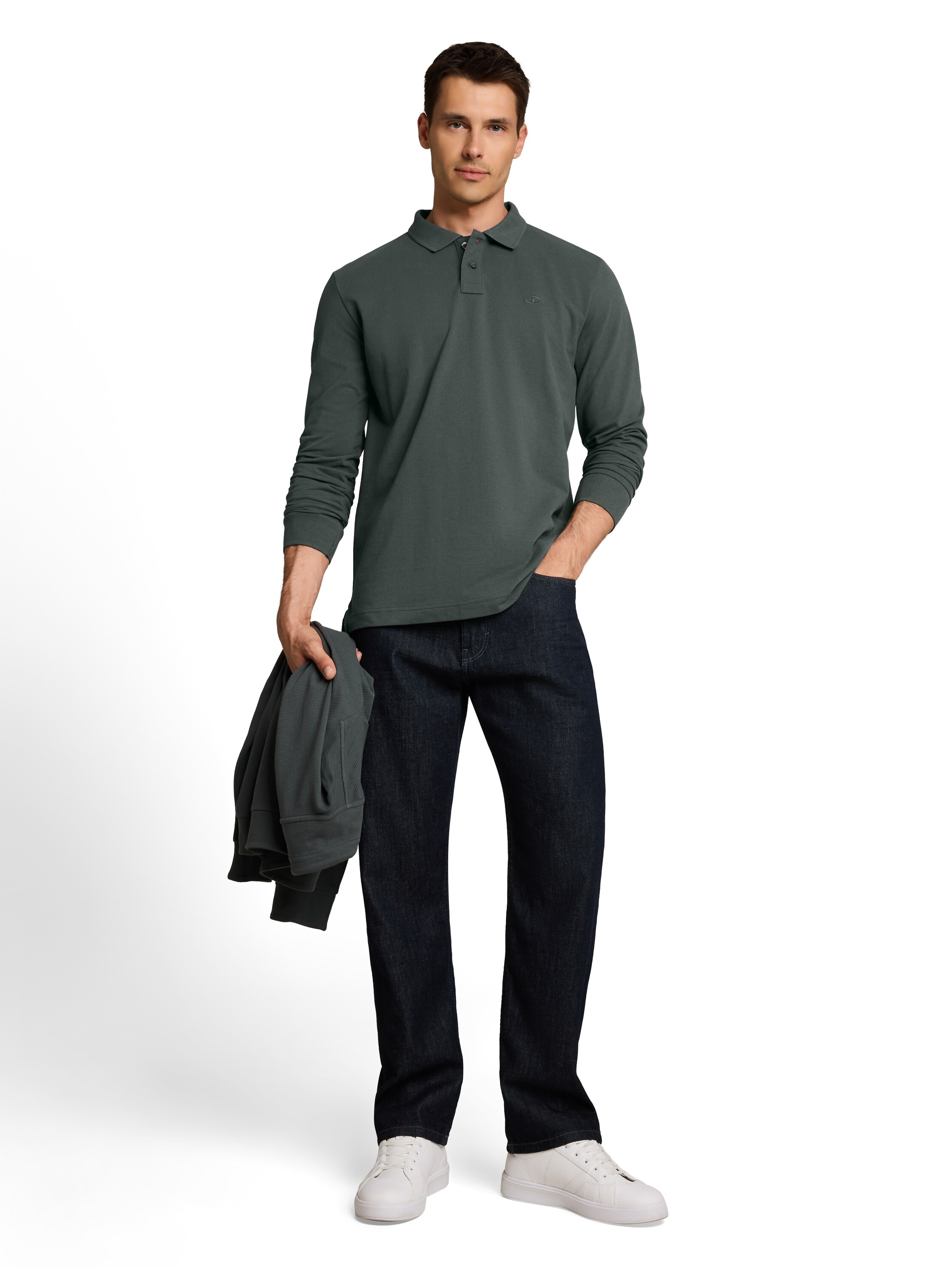 TOM TAILOR Langarm-Poloshirt mit Logo-Stickerei