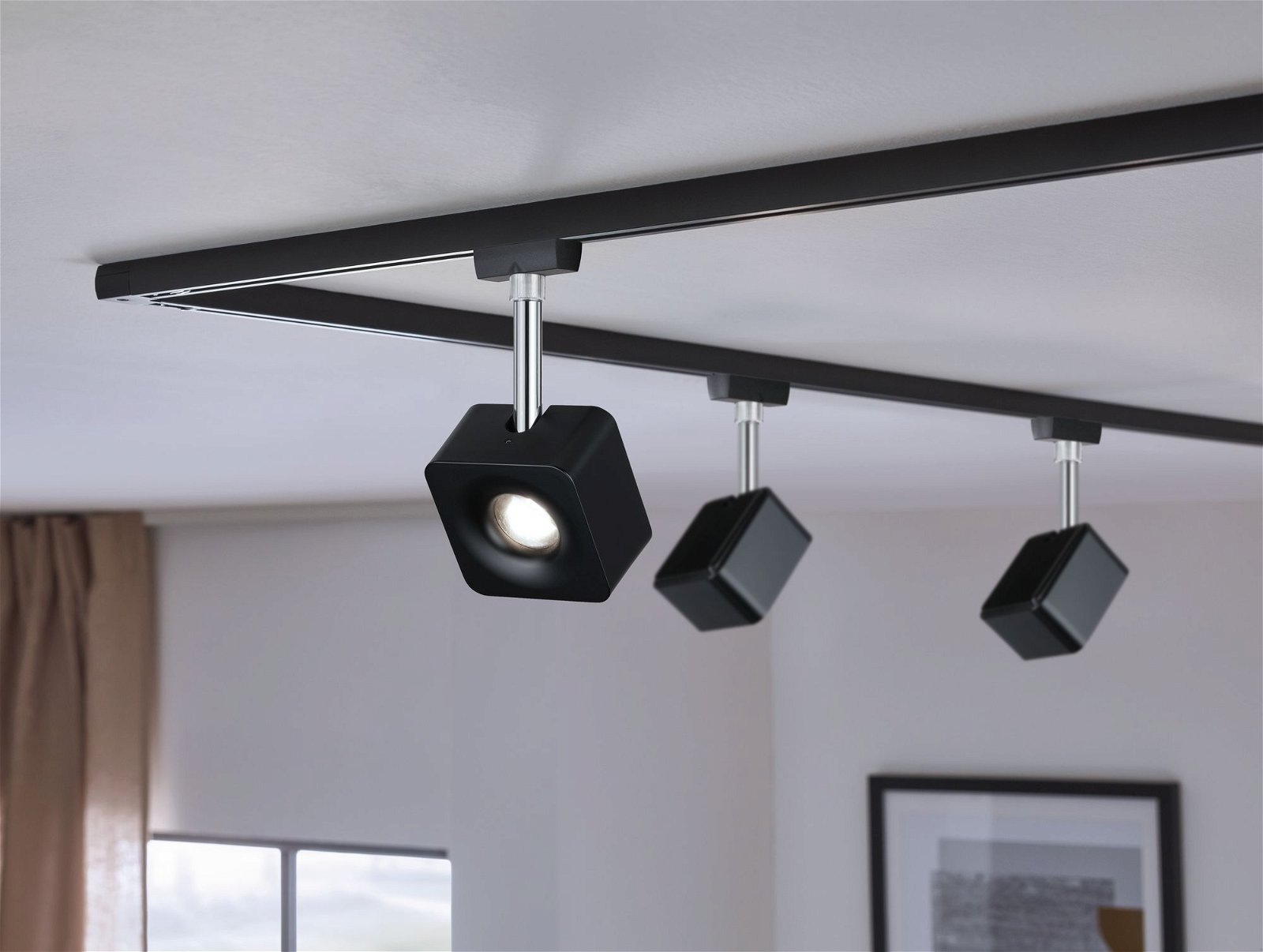 Paulmann Schienensystem-Leuchten »URail Schienenspot Cube 589,1lm 8W 4000K 230V Schwarz matt, Chrom«, Einzelspot, dimmbar