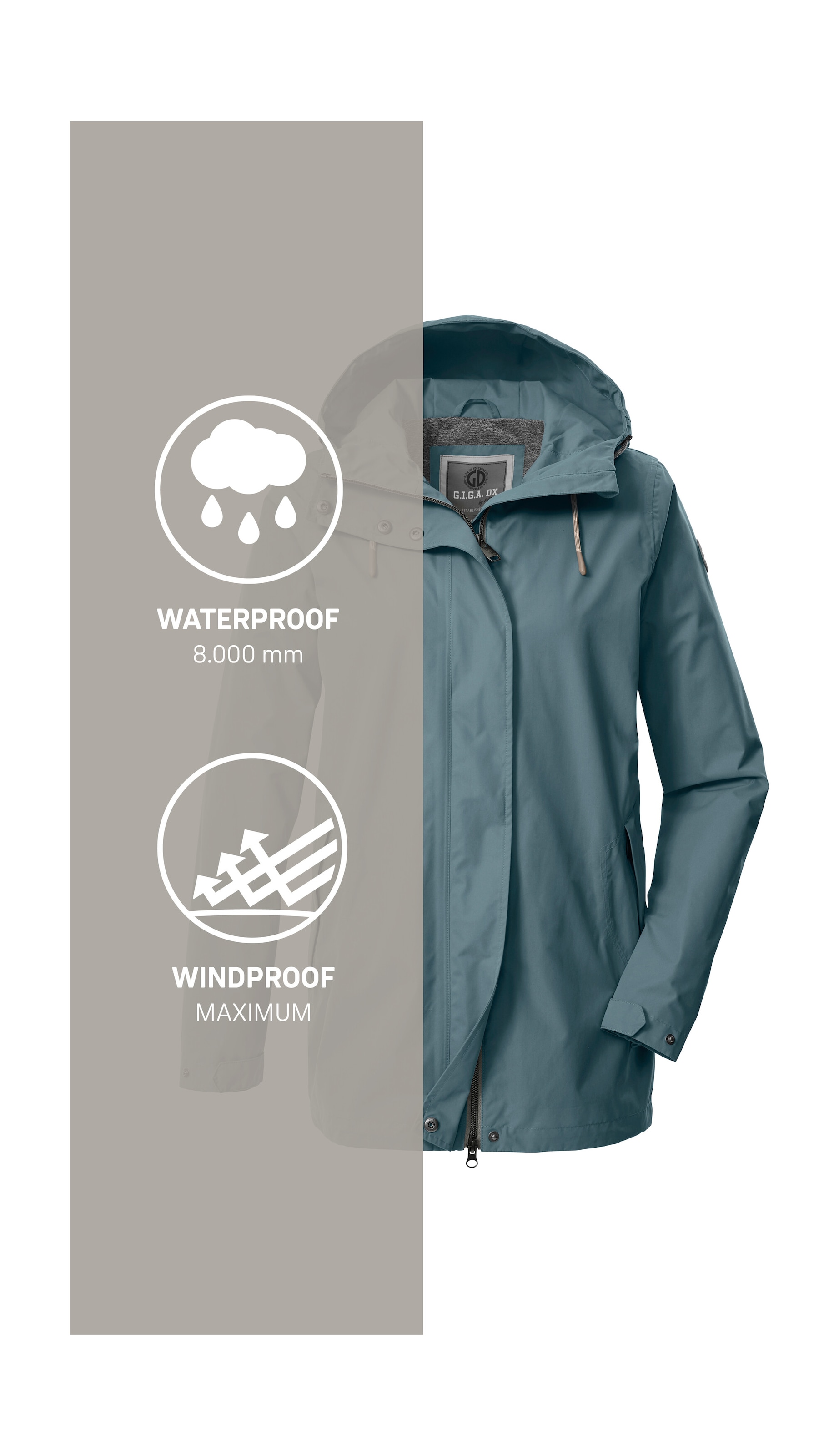 G.I.G.A. DX by killtec Funktionsjacke »Damen Funktionsjacke OOGS 1«, Wasser- und winddichte Damenjacke, regulierbar, PFAS-frei imprägniert