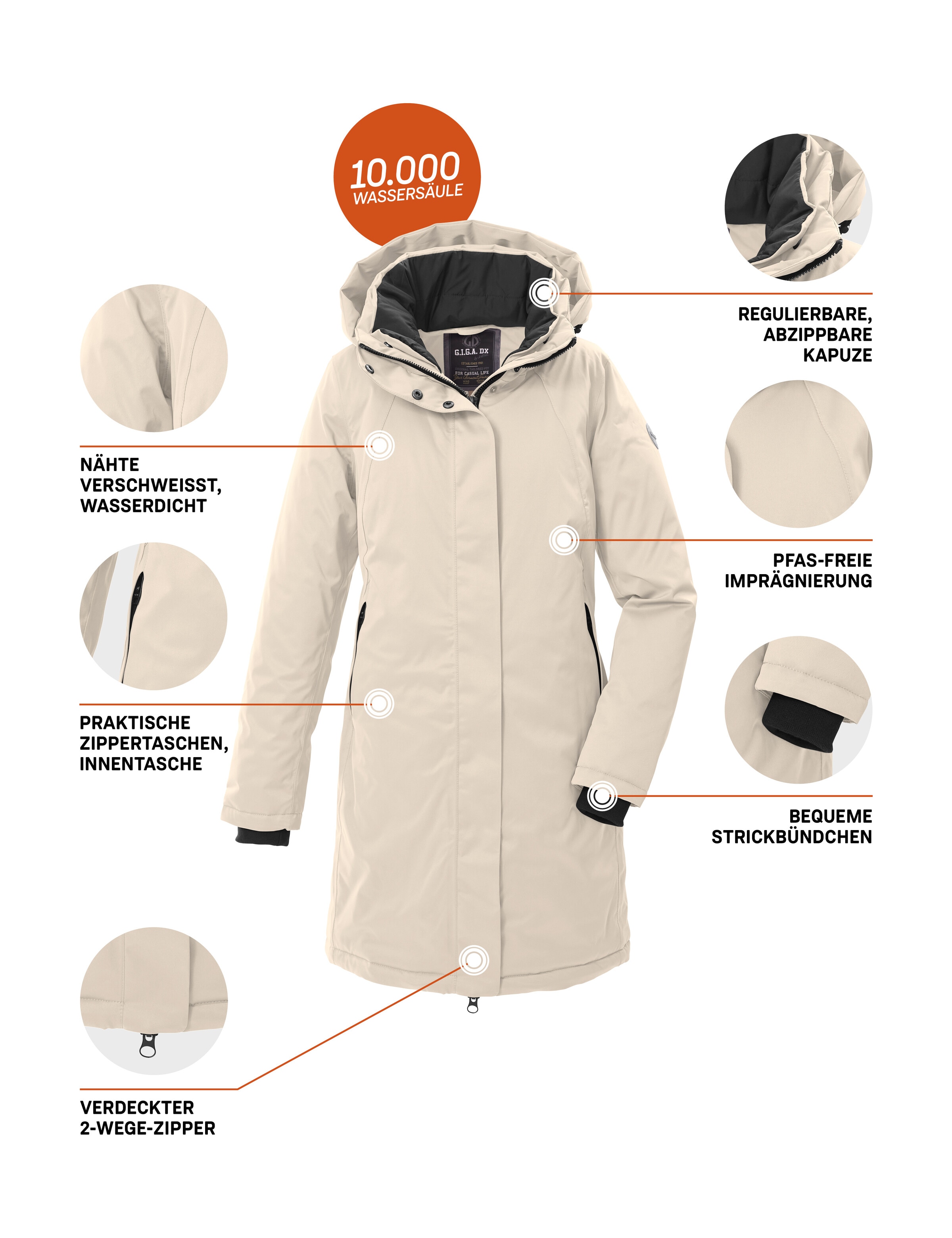 G.I.G.A. DX by killtec Parka »GW 93 WMN PRK«, wasserdicht, atmungsaktiv, 2-Wege-Reißverschluss