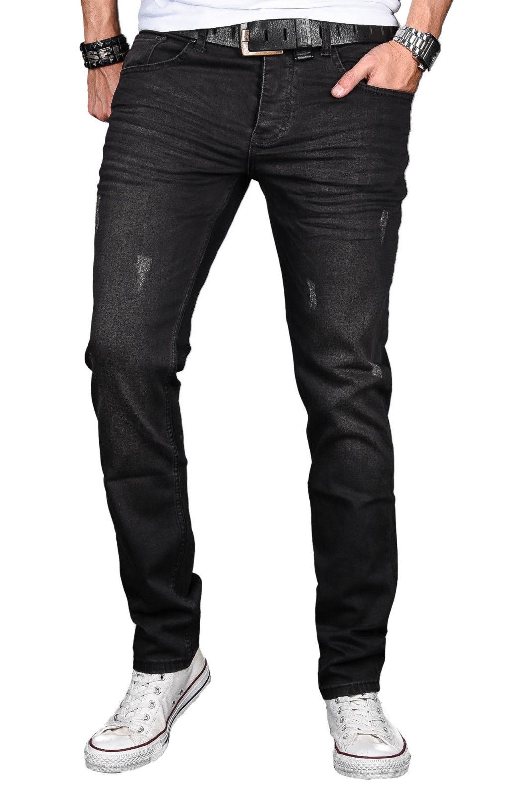 Slim-fit-Jeans »A. Salvarini Designer Herren Jeans Hose Basic Stretch Jeanshose...