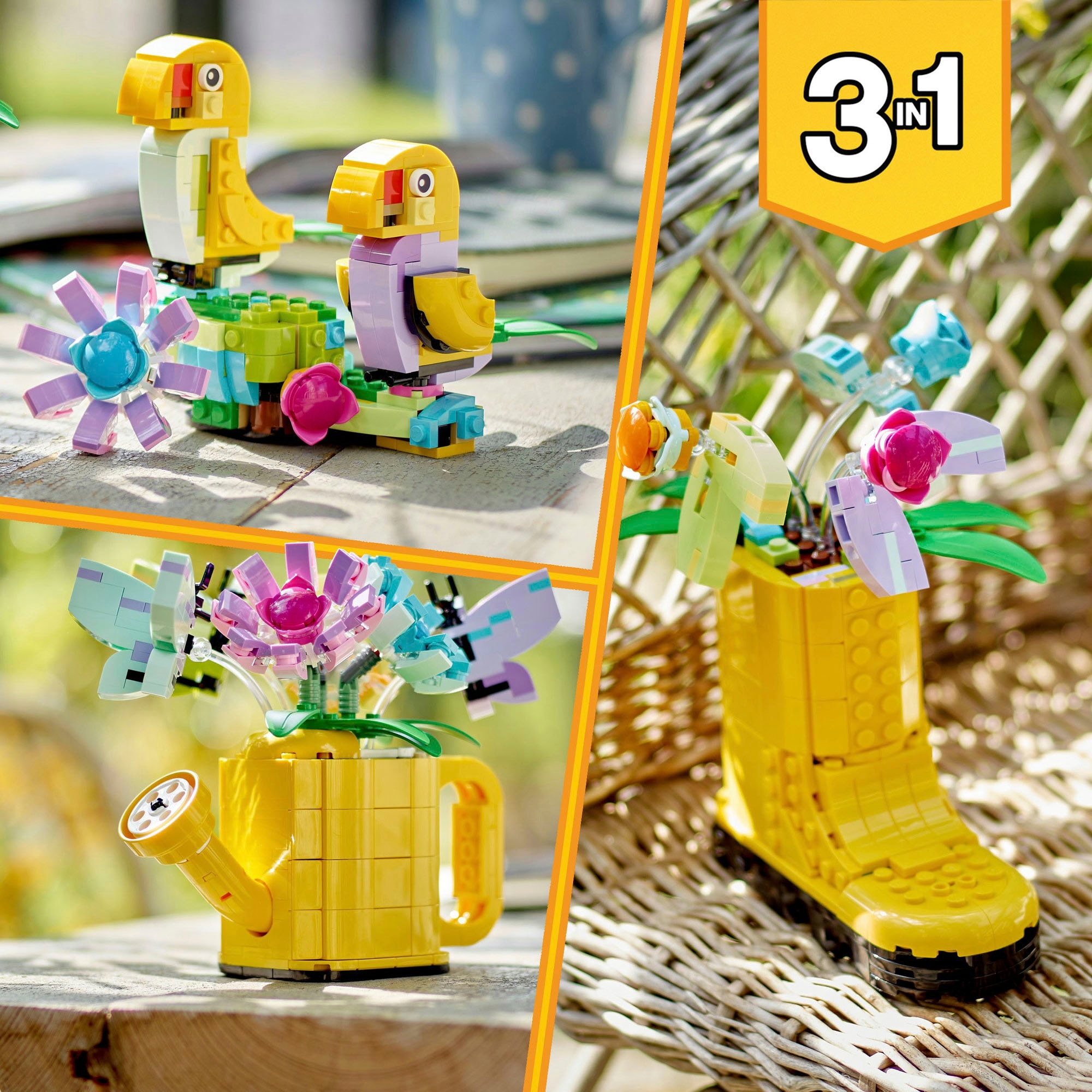 LEGO® Konstruktionsspielsteine »Gießkanne mit Blumen (31149), LEGO Creator 3in1«, (420 St.), Made in Europe