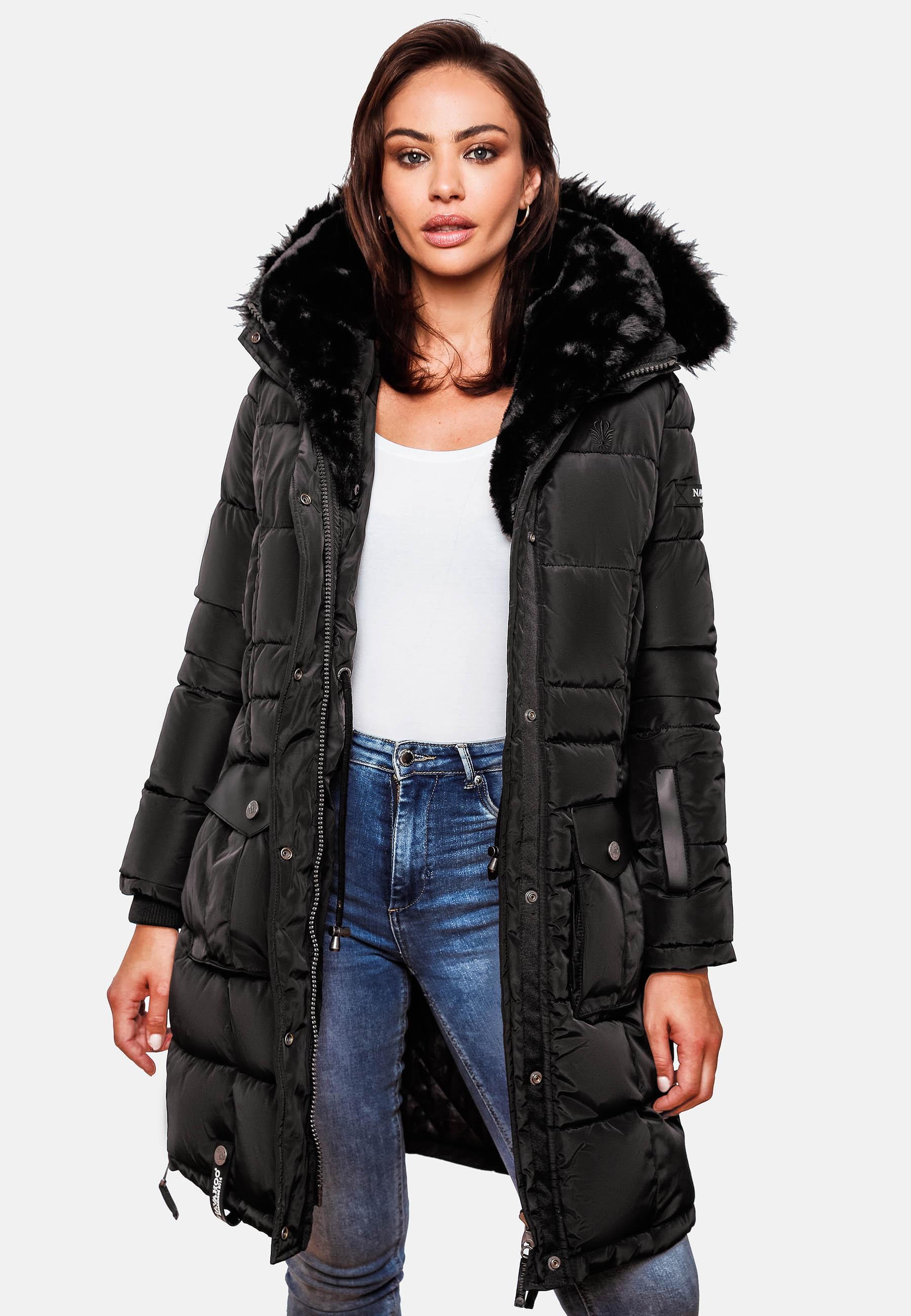 Navahoo Steppmantel »Steppmantel Sinja«, stylischer Winter Parka mit edlem Fellimitat