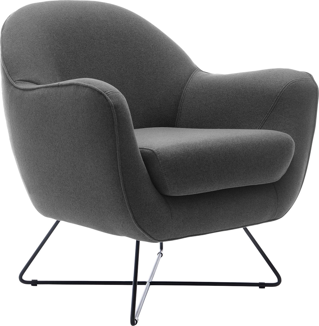 TRENDMANUFAKTUR Sessel »Evora, Loungesessel, Designsessel« in zeitlosem Stil mit modernem Metallgestell