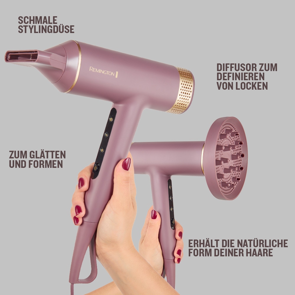 Remington Haartrockner »AIRviveDigital Haartrockner (EC8930)« 1.600 W 2 Aufsätze Digital Motor, Ionic Air, Anti-Frizz, 12 Heiz-&Geschwindigkeitsstufen