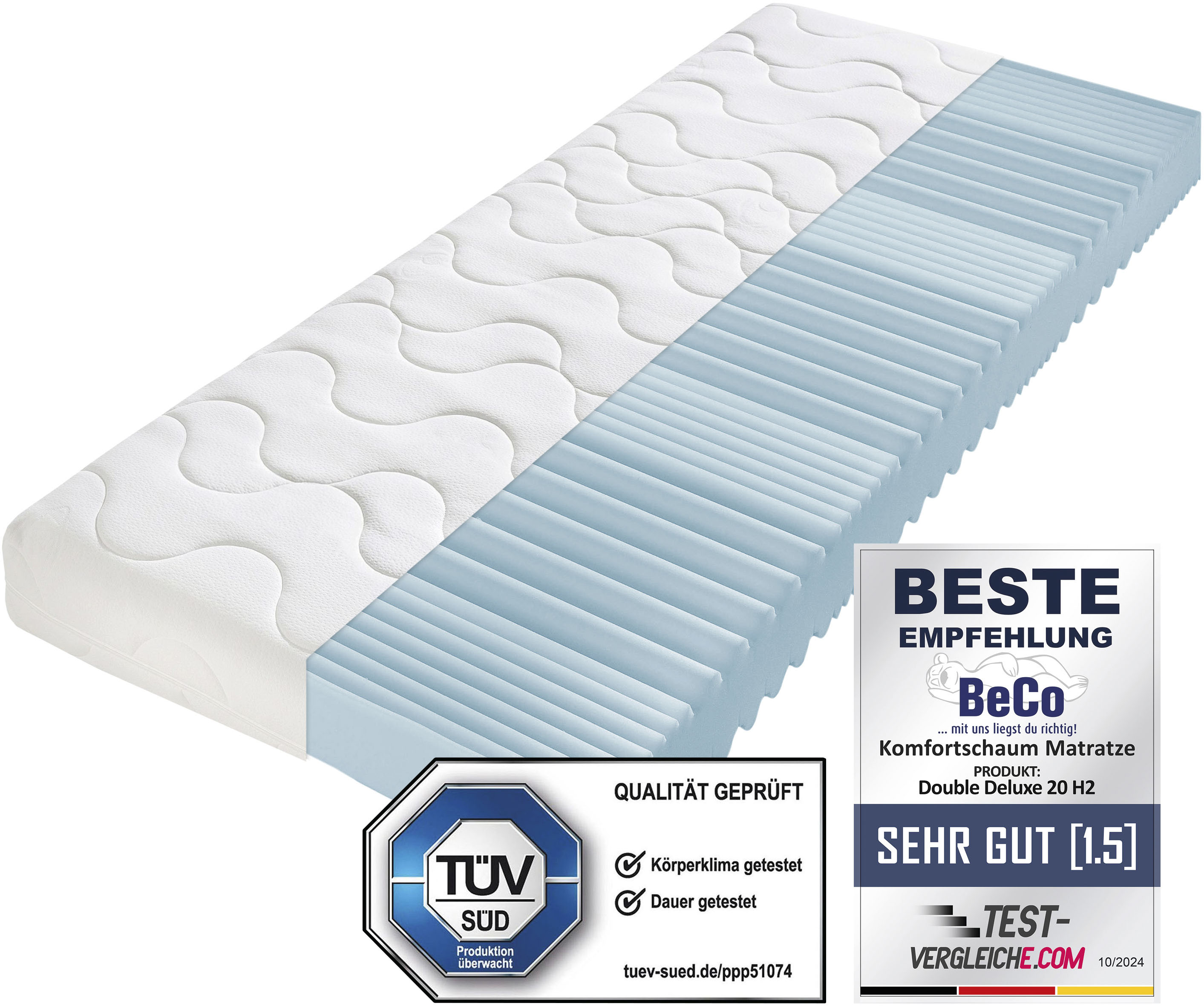 Beco Komfortschaummatratze »Double Deluxe Matratze 20 in weiß, Größe B/L: 140 cm x 210 cm