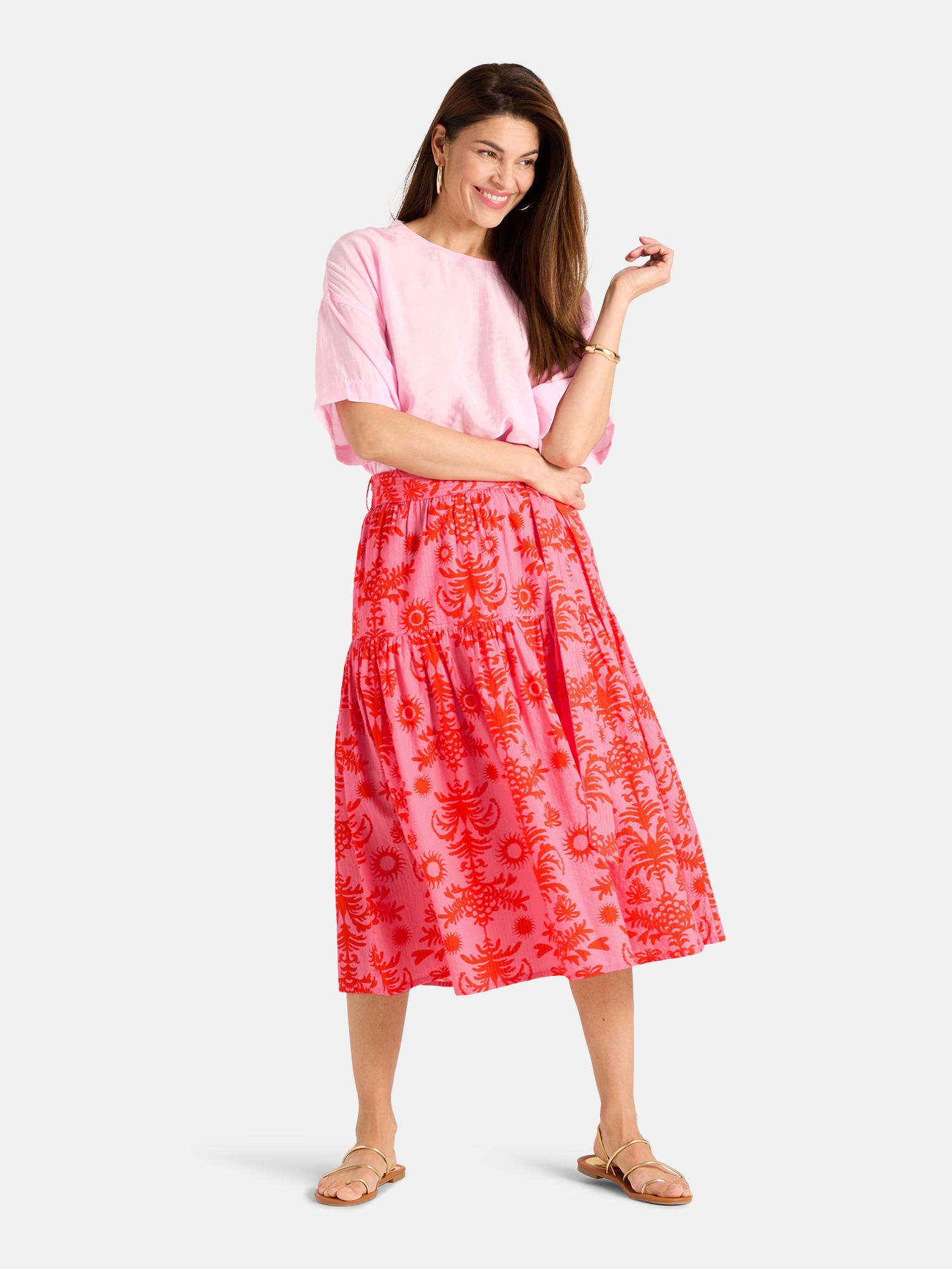 Lieblingsstück Midirock »BettyL« mit Allover-Print und Bindegürtel