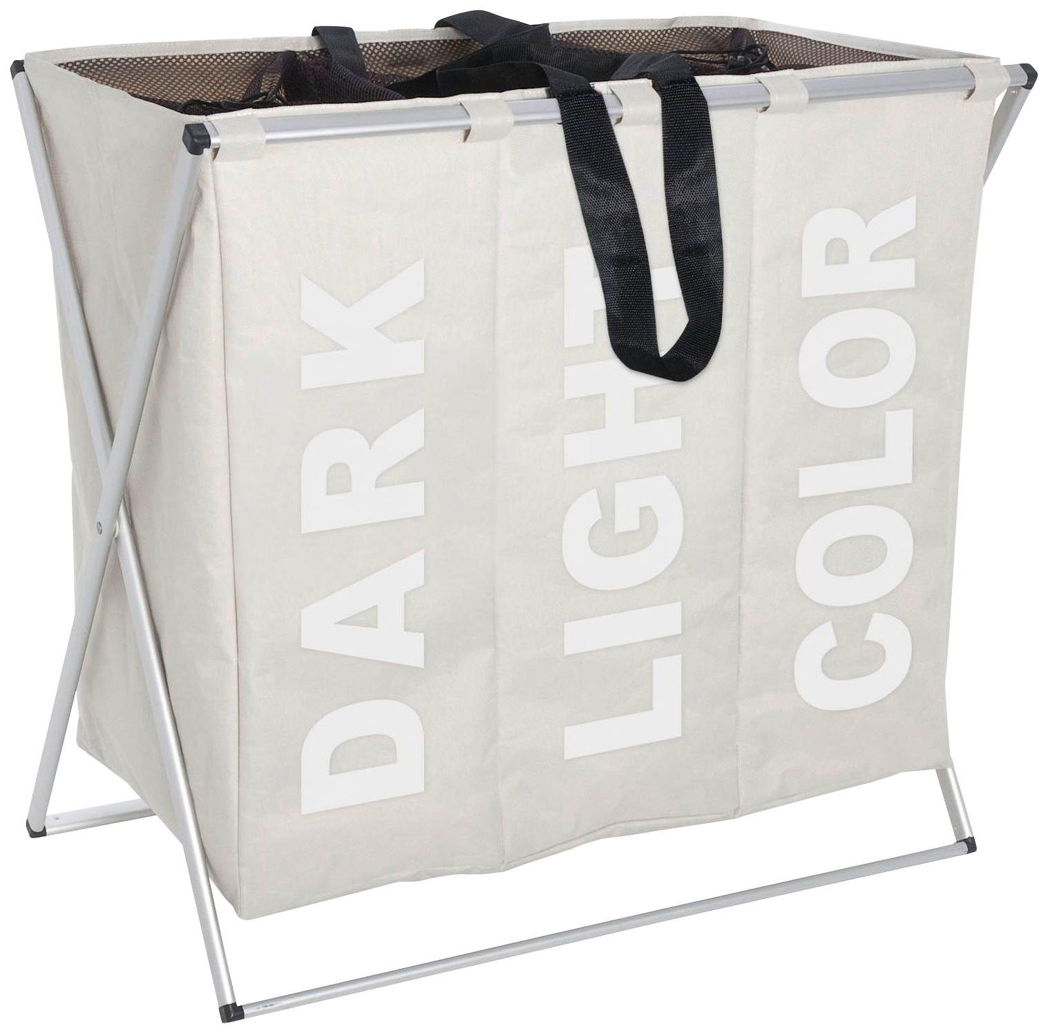 Wäschekorb »Trio«, beige, 3-tlg Aufteilung, klappbar, mit Griffen