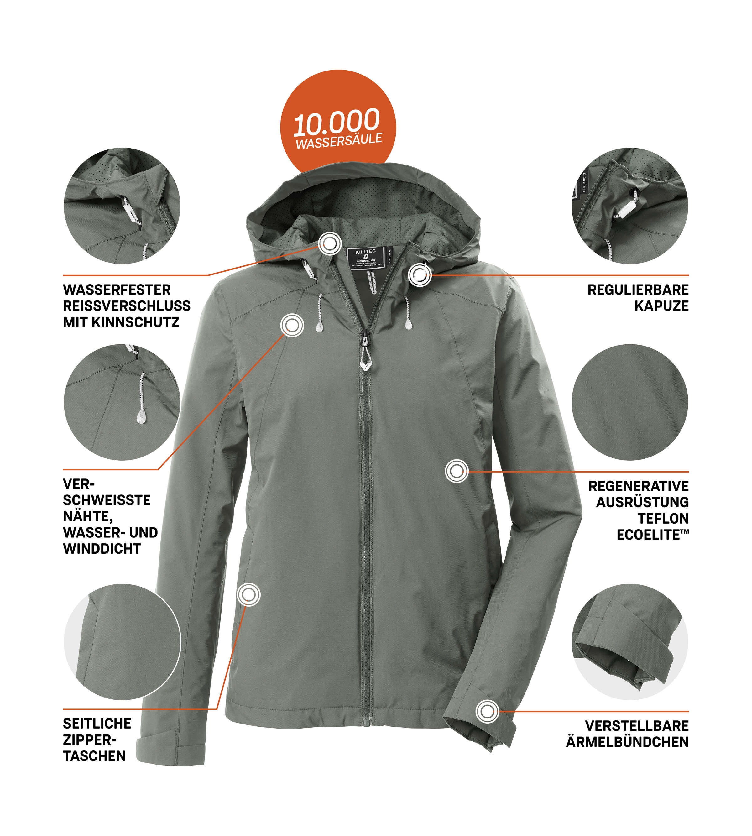 Killtec Funktionsjacke »KOS 72 WMN JCKT« Wasser- und winddicht, atmungsaktiv, verstellbare Kapuze