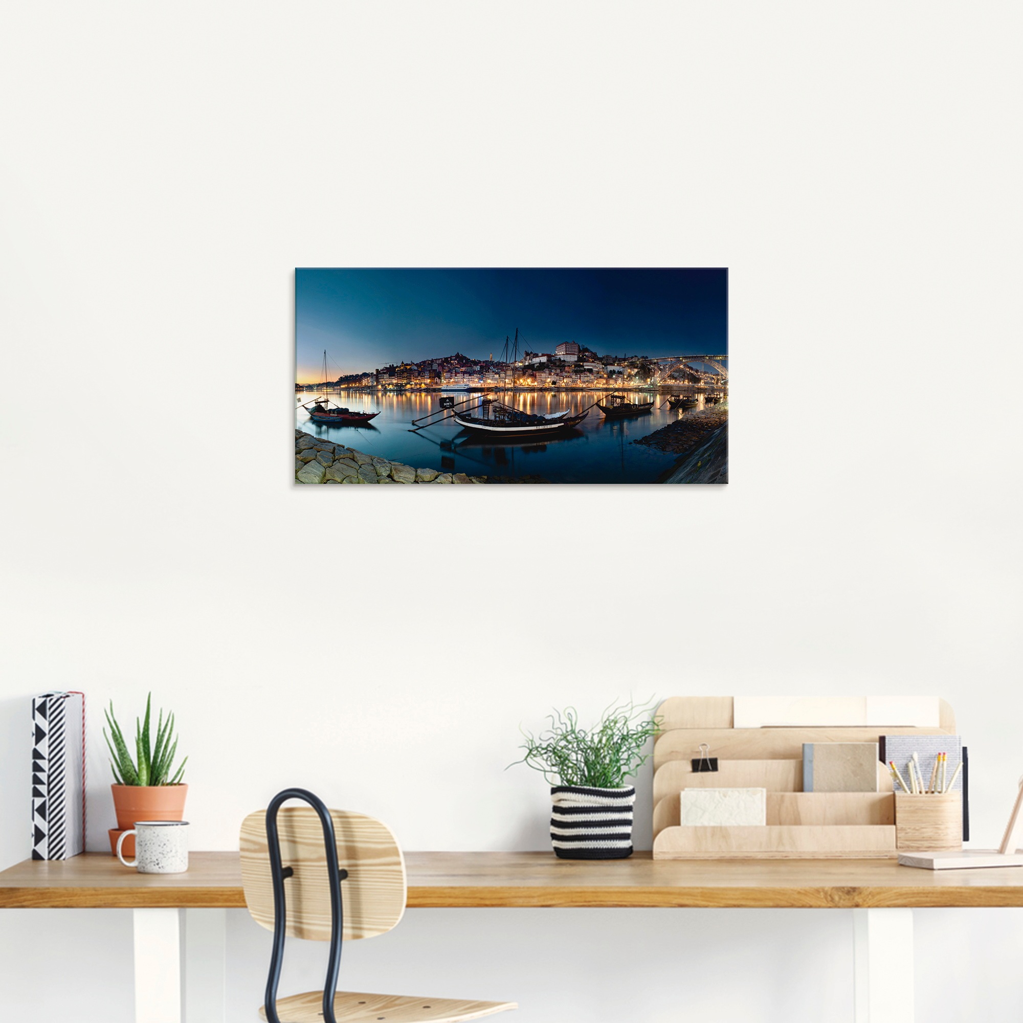 Artland Glasbild »Porto - Nachtpanorama«, Europa, (1 St.), in verschiedenen Größen