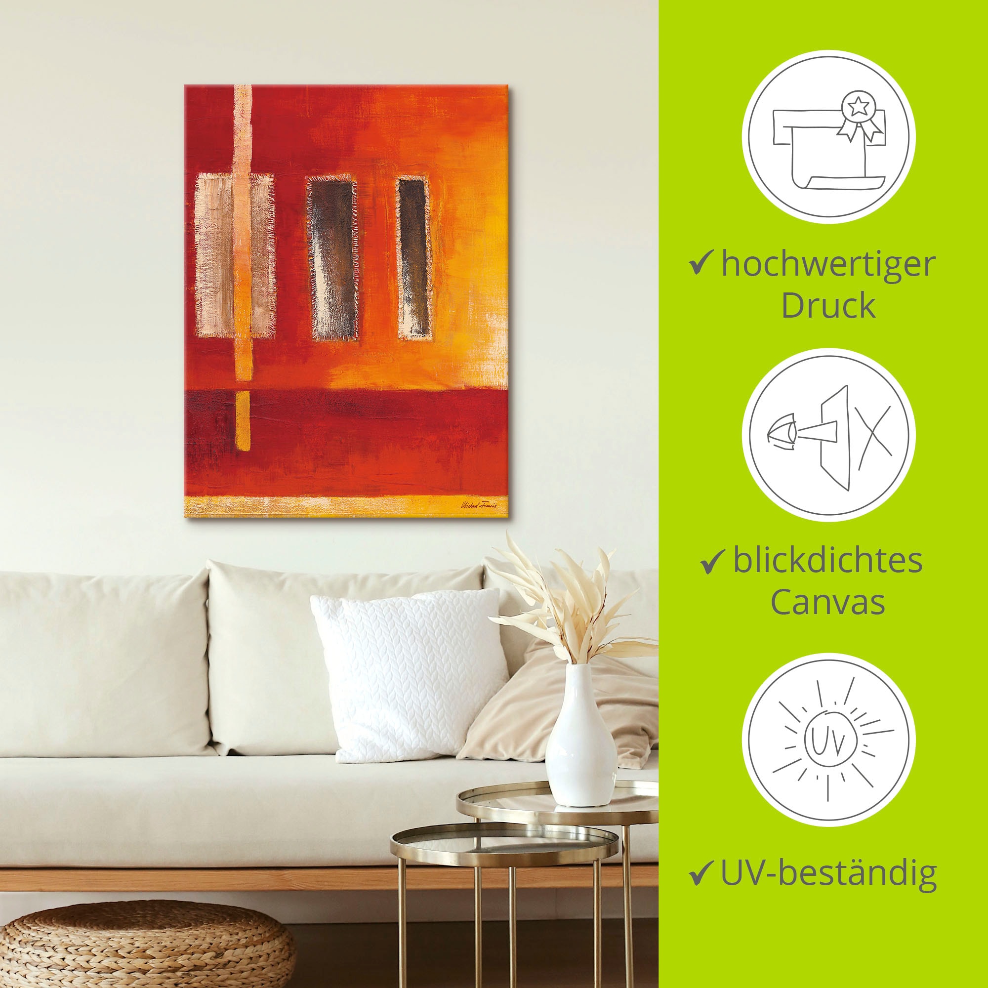 Artland Leinwandbild »Felder I - Abstrakt« Muster 1 Stk. tlg. als Leinwandbild, Poster in verschied. Größen