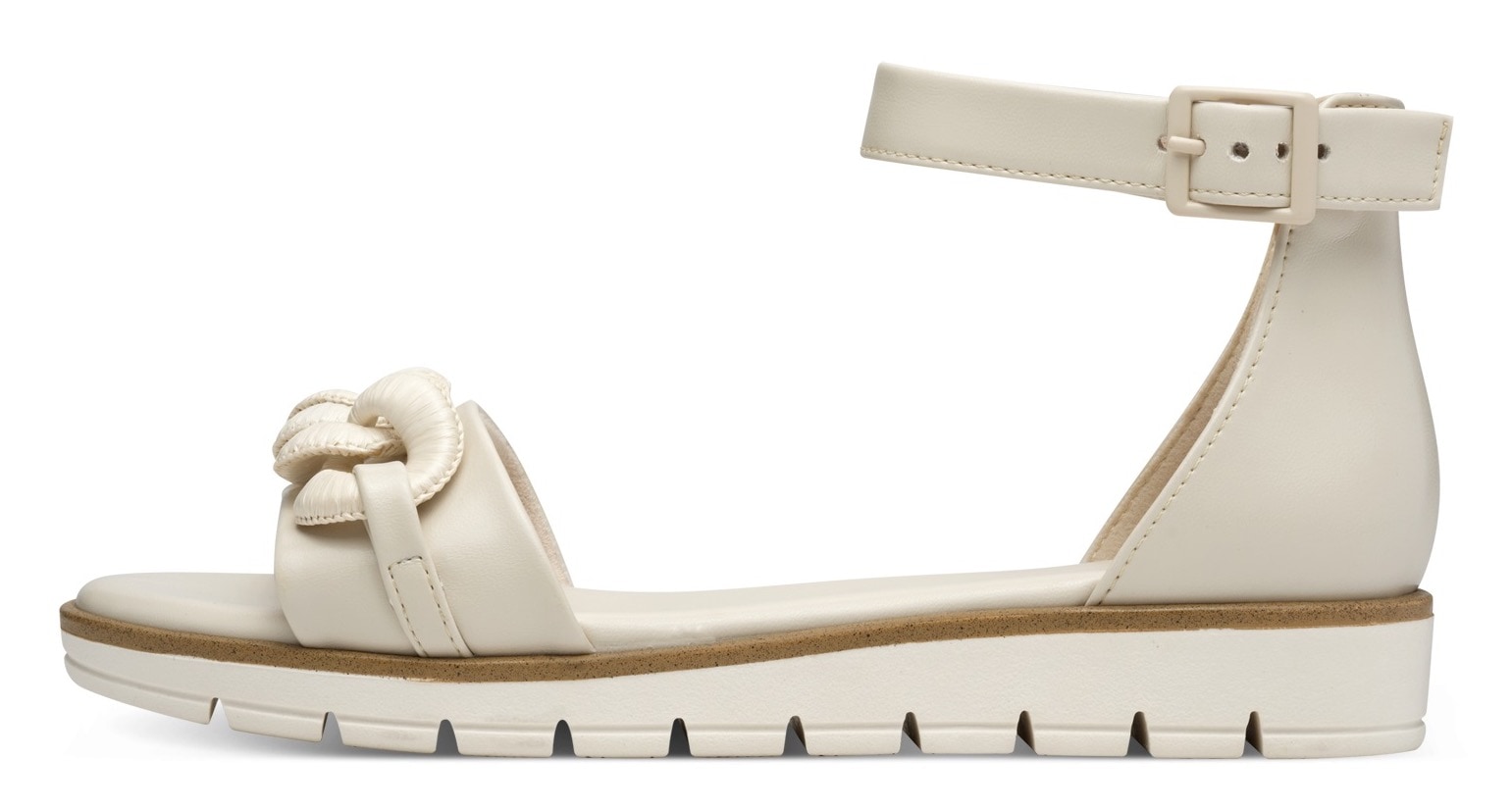 MARCO TOZZI Riemchensandale, Keilabsatz, Sommerschuh, Sandalette, mit Zierkette Ton in Ton