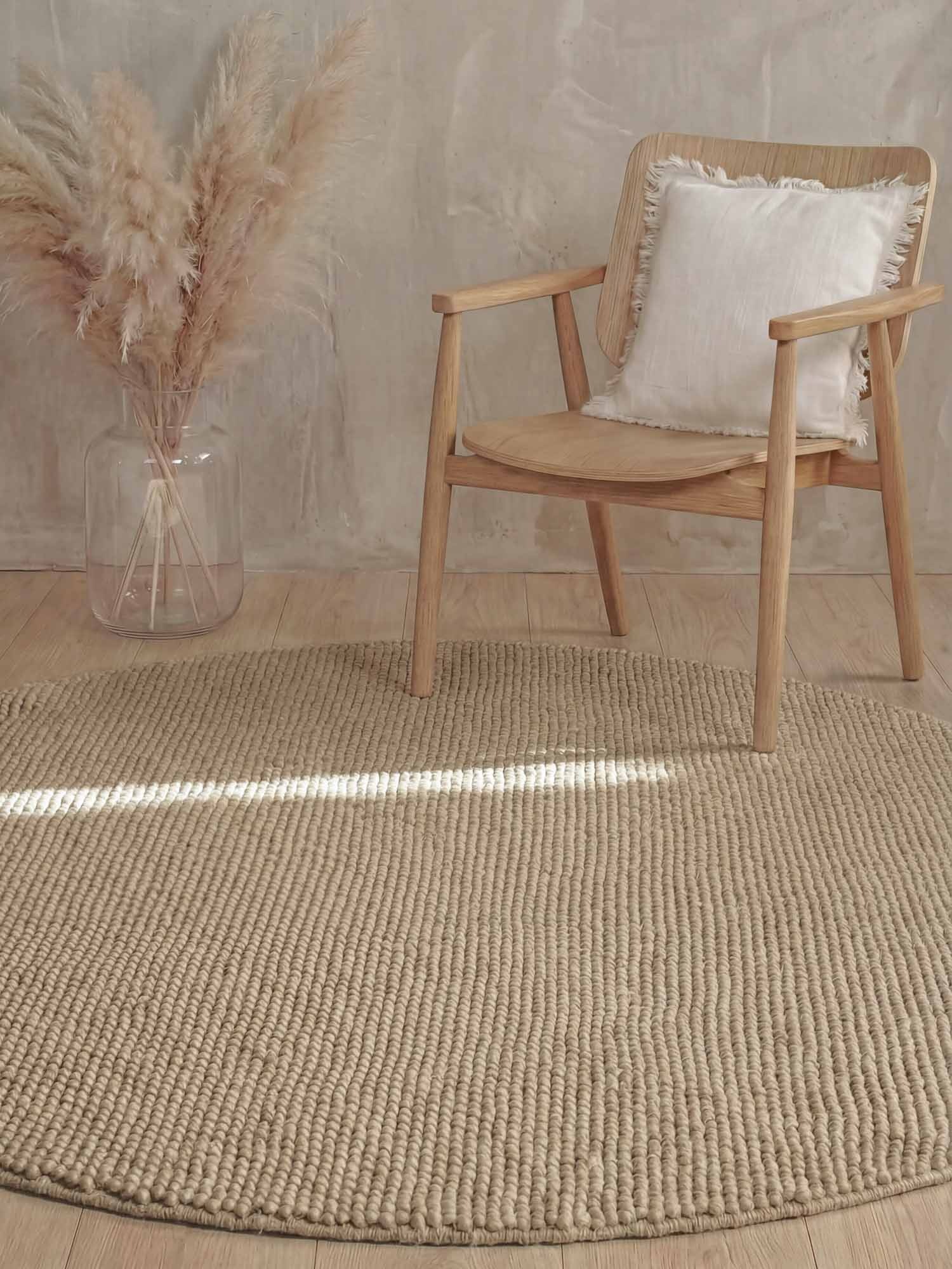 Ted Baker Wollteppich »Diana« rund 16 mm Höhe Wolle, Natur, Handgemacht, Wohnzimmer, Esszimmer, Schlafzimmer, Skandi
