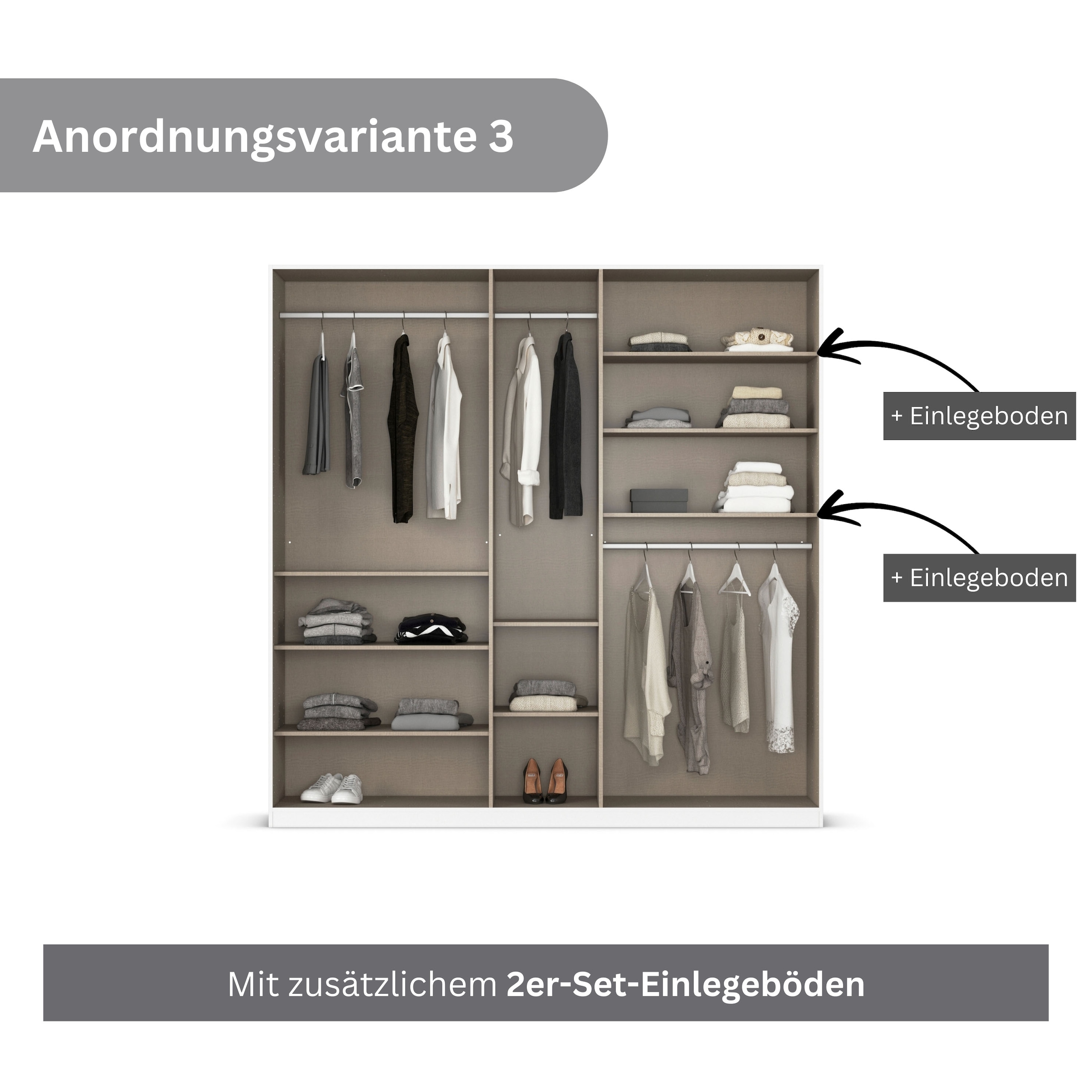 rauch Drehtürenschrank »Kleiderschrank Schrank Garderobe AGORDO TOPSELLER Schlafzimmer«, (in zwei Griff-Farben, Breiten 91-360 cm, Dekor- oder Hochglanzfront), durchdachte Innenausstattung, in 7 Breiten und 2 Höhen MADE IN GERMANY