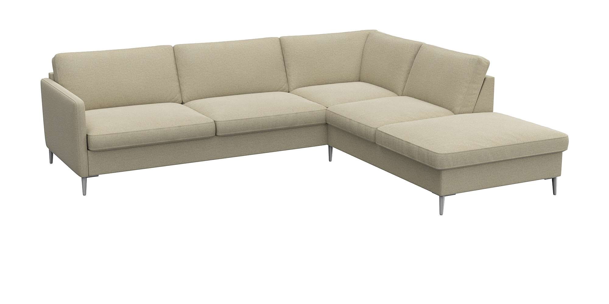 FLEXLUX Ecksofa »Fiore, L-Form, bequem und komfortabel durch hochwertigem Sitzaufbau« schmale Armlehnen, Kaltschaum, Füße Alu